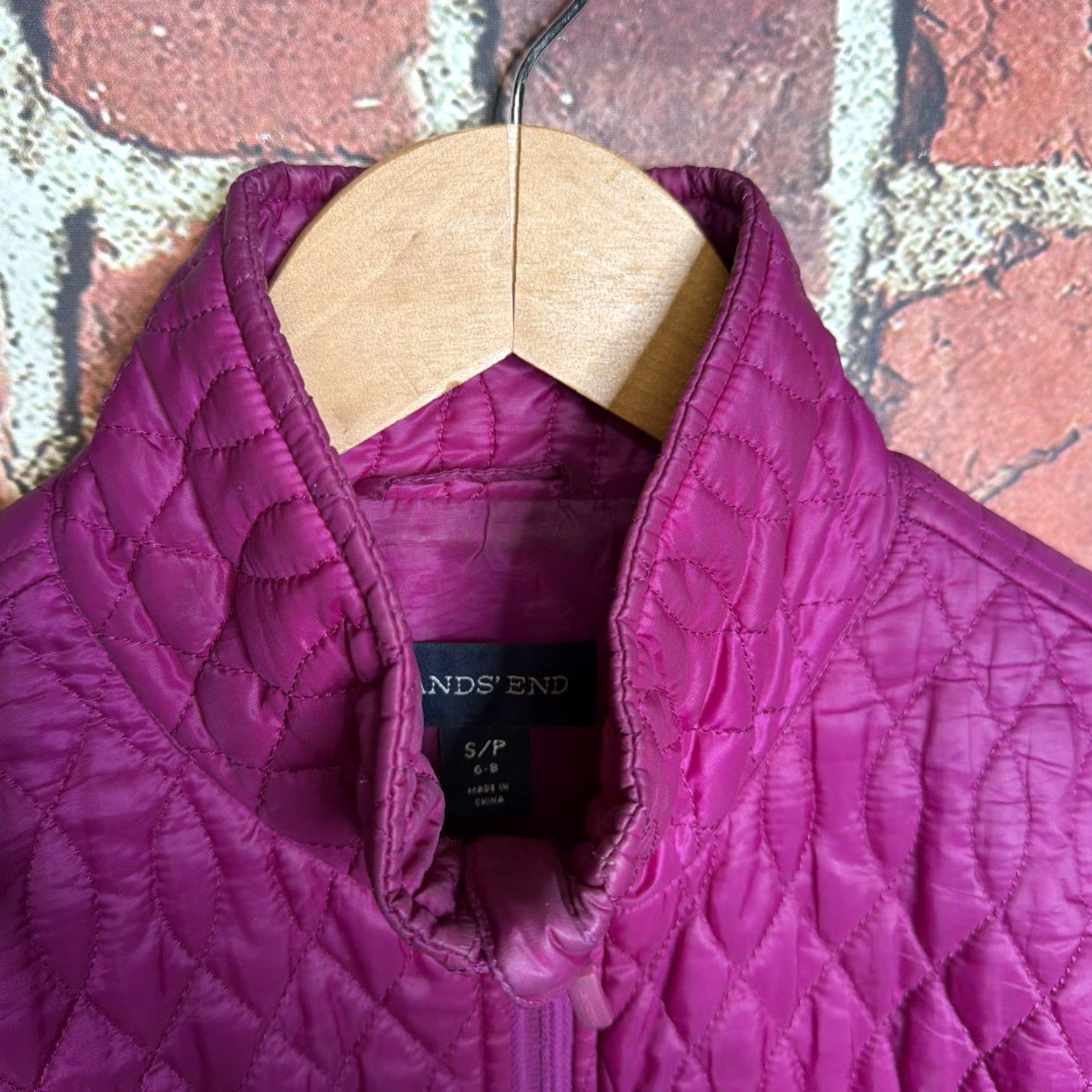 Lands' End Lands' End Jacket Quilted Lightweight Prima Loft Purple S Womens Regular Long Sleeve Zip Coat Winter Fall Mid-Length Size S / US 4 / IT 40 - 2 Thumbnail