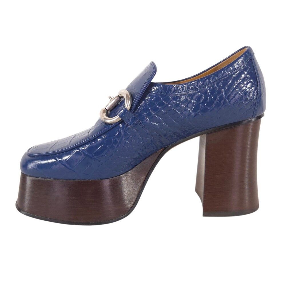 Gucci Gucci Royale Blue Croc Embossed Horsebit Platform Pump 6.5 Size US 6.5 / IT 36.5 - 7 Thumbnail