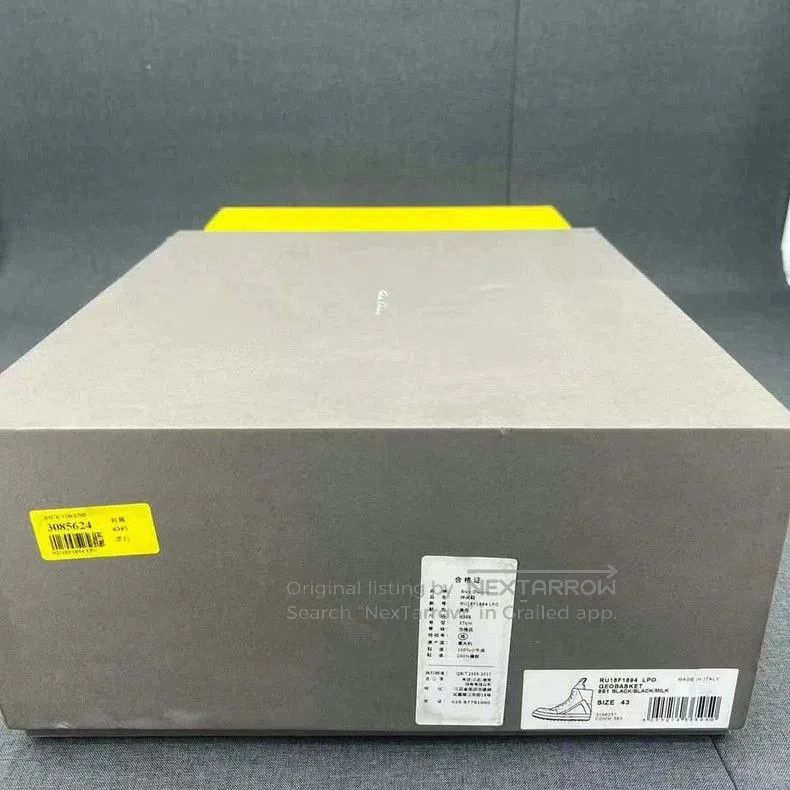Rick Owens Black High Top Sneakers with White Laces. Size US 10 / EU 43 - 9 Thumbnail