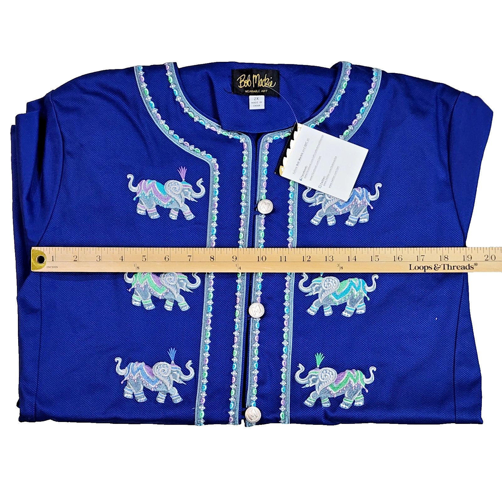 Bob Mackie Bob Mackie Elephant Embroidered Jacket Women 2X Royal Blue Size XL / US 12-14 / IT 48-50 - 3 Thumbnail