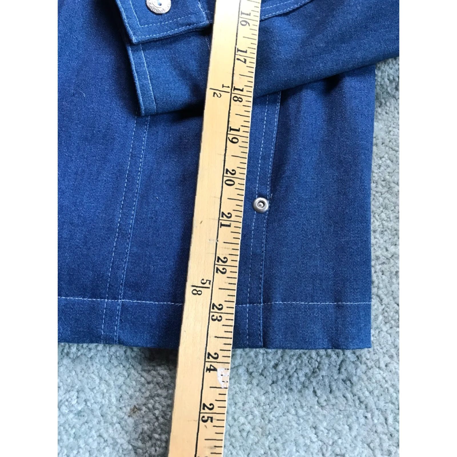 Vintage Alfred Dunner Jacket Women's 6P Petite Blue Jeans Shoulder Pads Coat Mid-Length Zip Cotton Blend Modern Vintage No Size 28" / US 6 / IT 42 - 6 Thumbnail