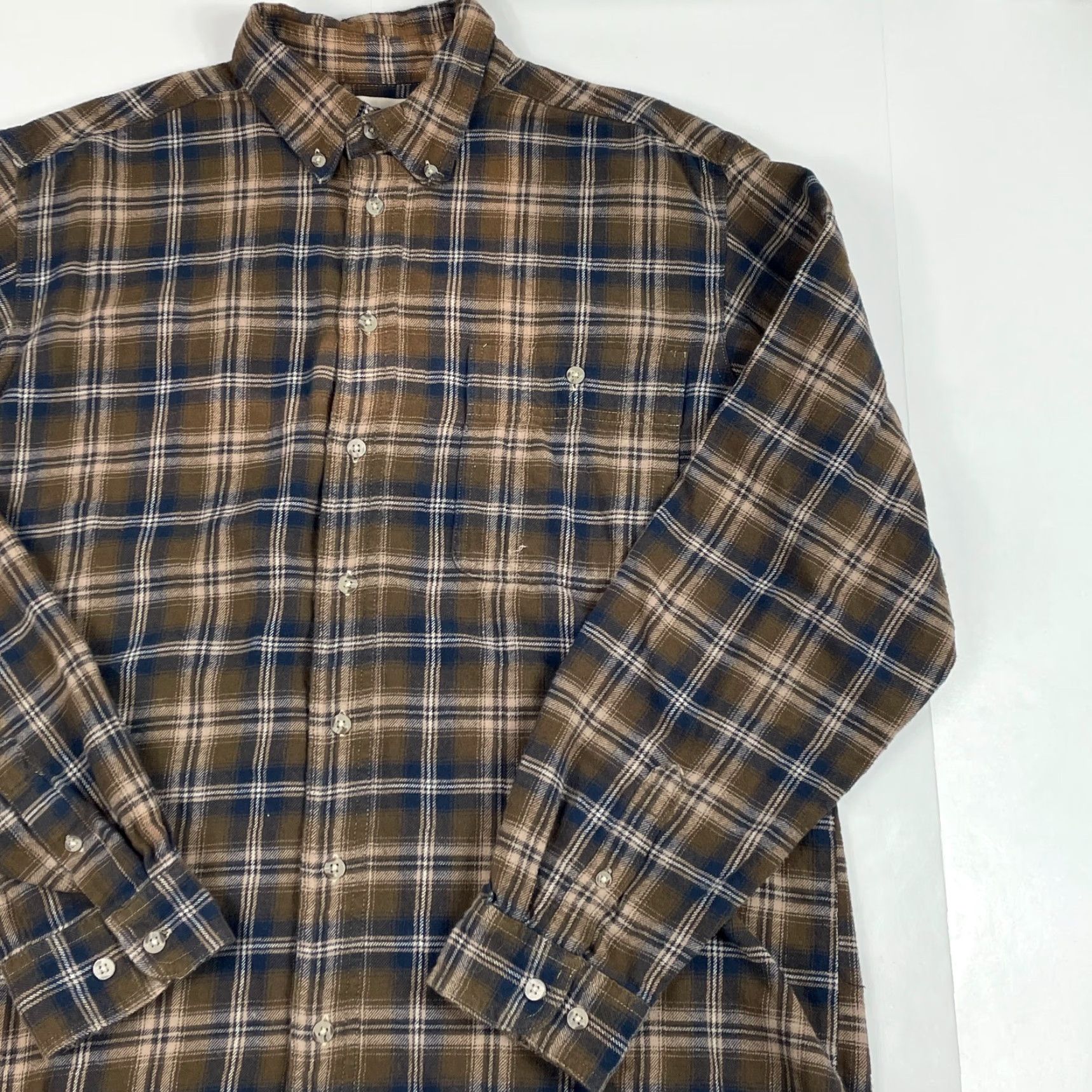 Wrangler VINTAGE Wrangler Shirt Mens Large Tall Brown Flannel Long Sleeve Button Down Work Rugged Size US L / EU 52-54 / 3 - 3 Thumbnail