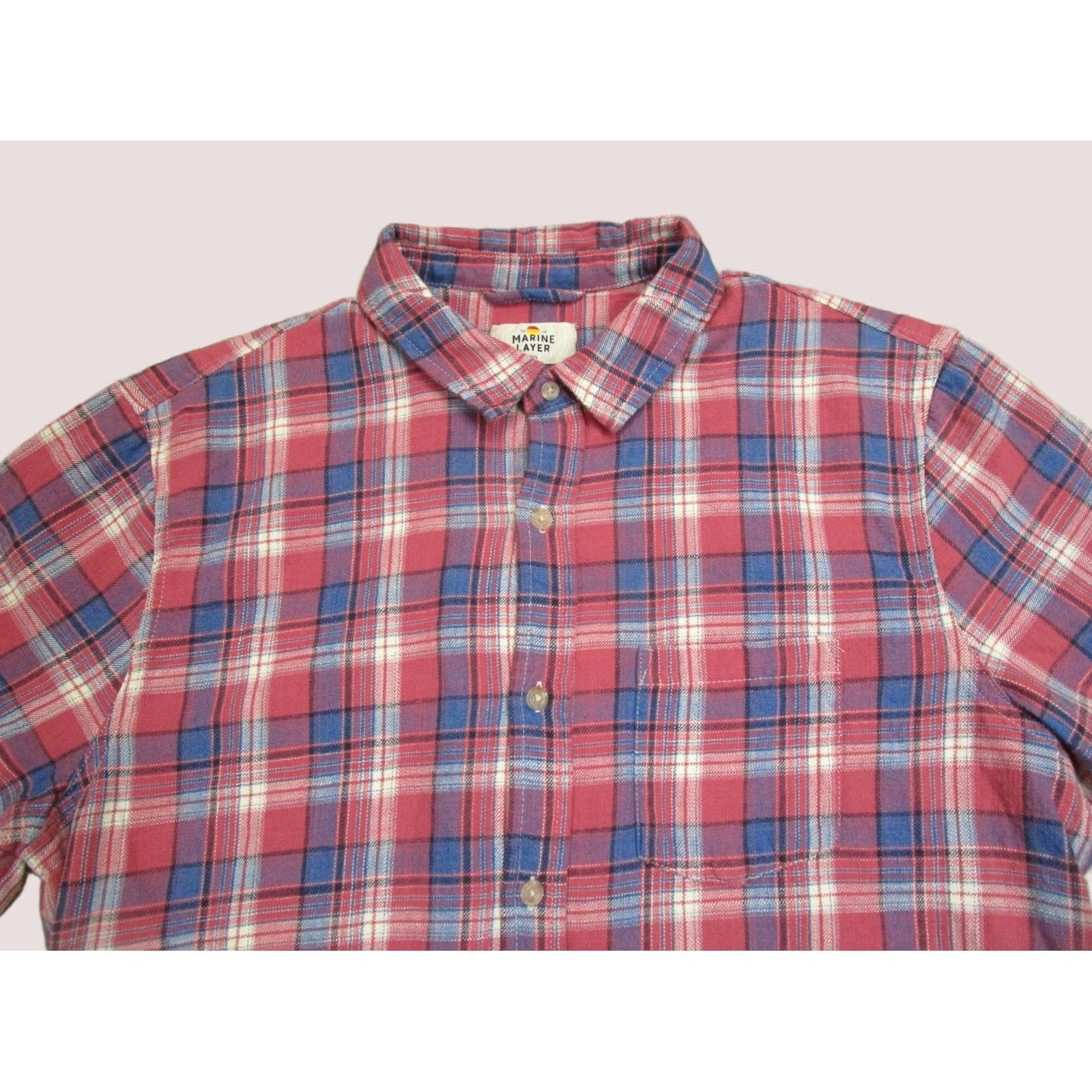 Marine Layer Marine Layer Shirt Men M Pink Plaid Long Sleeve Button-Up Cotton Size US M / EU 48-50 / 2 - 1 Thumbnail