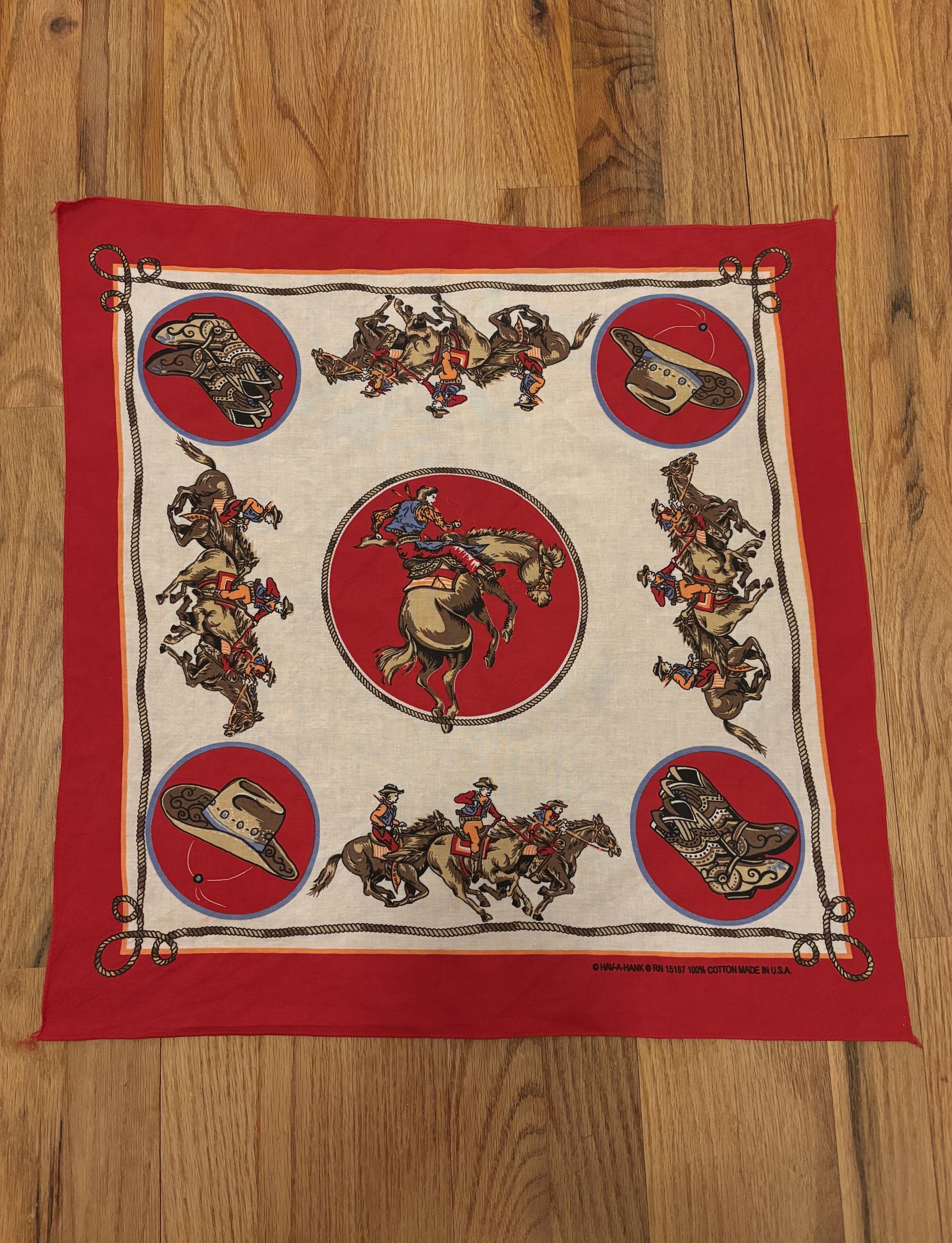 The Unbranded Brand × Vintage Western Cowboy Rodeo USA Bandanna Handkerchief Size ONE SIZE - 1 Thumbnail