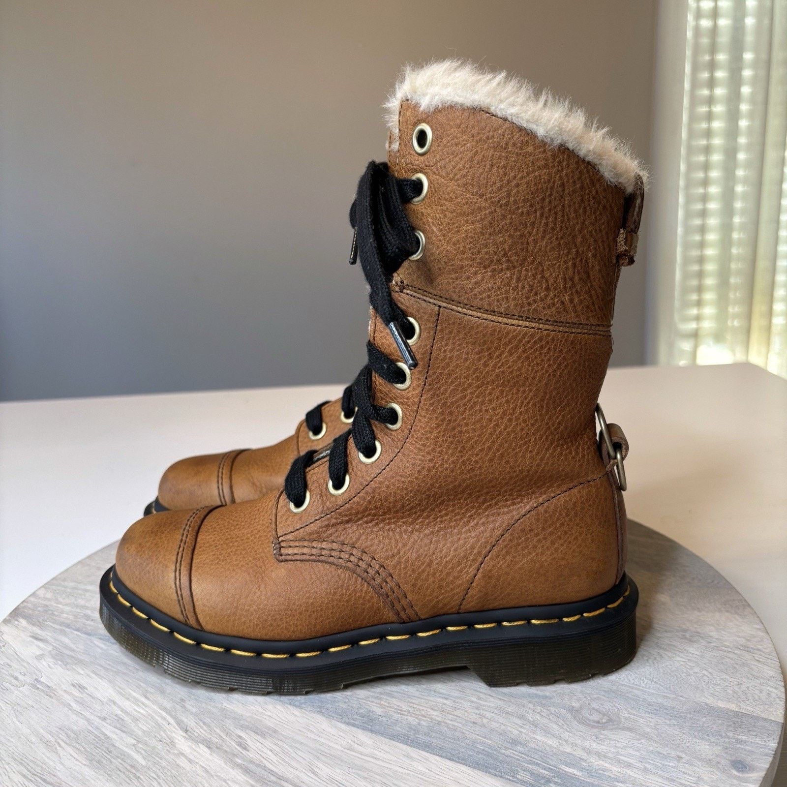 Dr. Martens Women's Aimilita Grizzly Leather Boots US Size 7