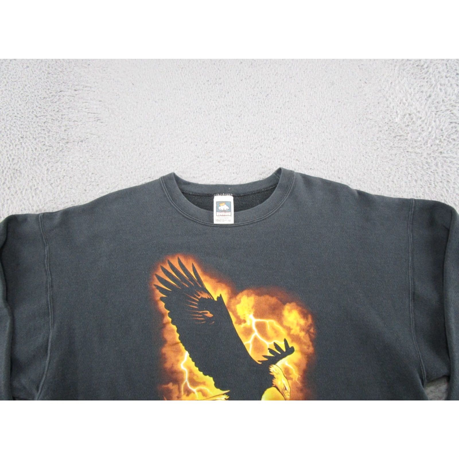 Vintage VINTAGE Human-i-Tees Bald Eagle Lightning Crewneck Sweatshirt Mens XL Black 90s Graphic Print Sweatshirt Mens XL Faded Size US XL / EU 56 / 4 - 4 Thumbnail