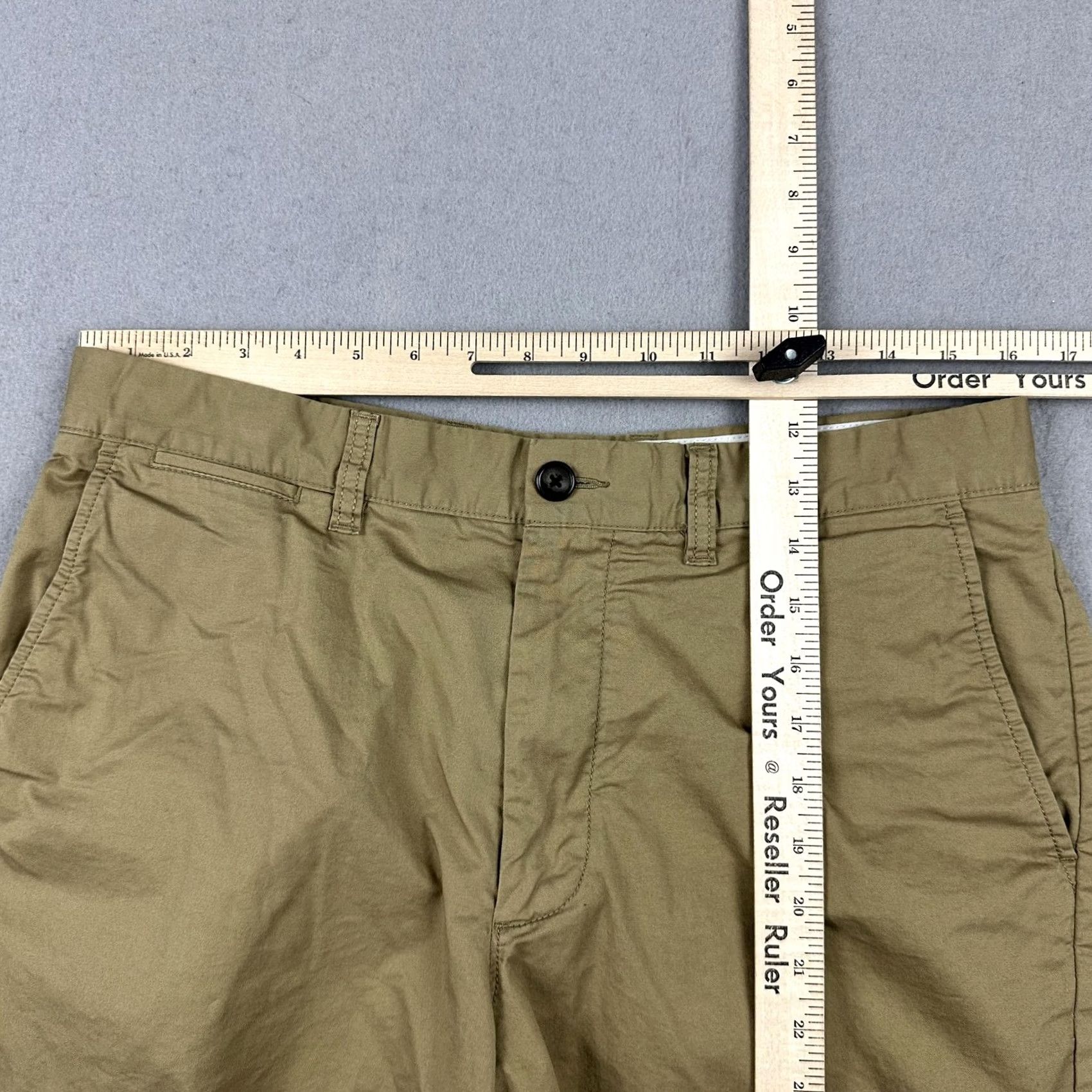 J.Crew J.CREW Men Beige Chino Shorts 33 Solid Cotton Stretch Flat Front Size US 33 - 7 Thumbnail
