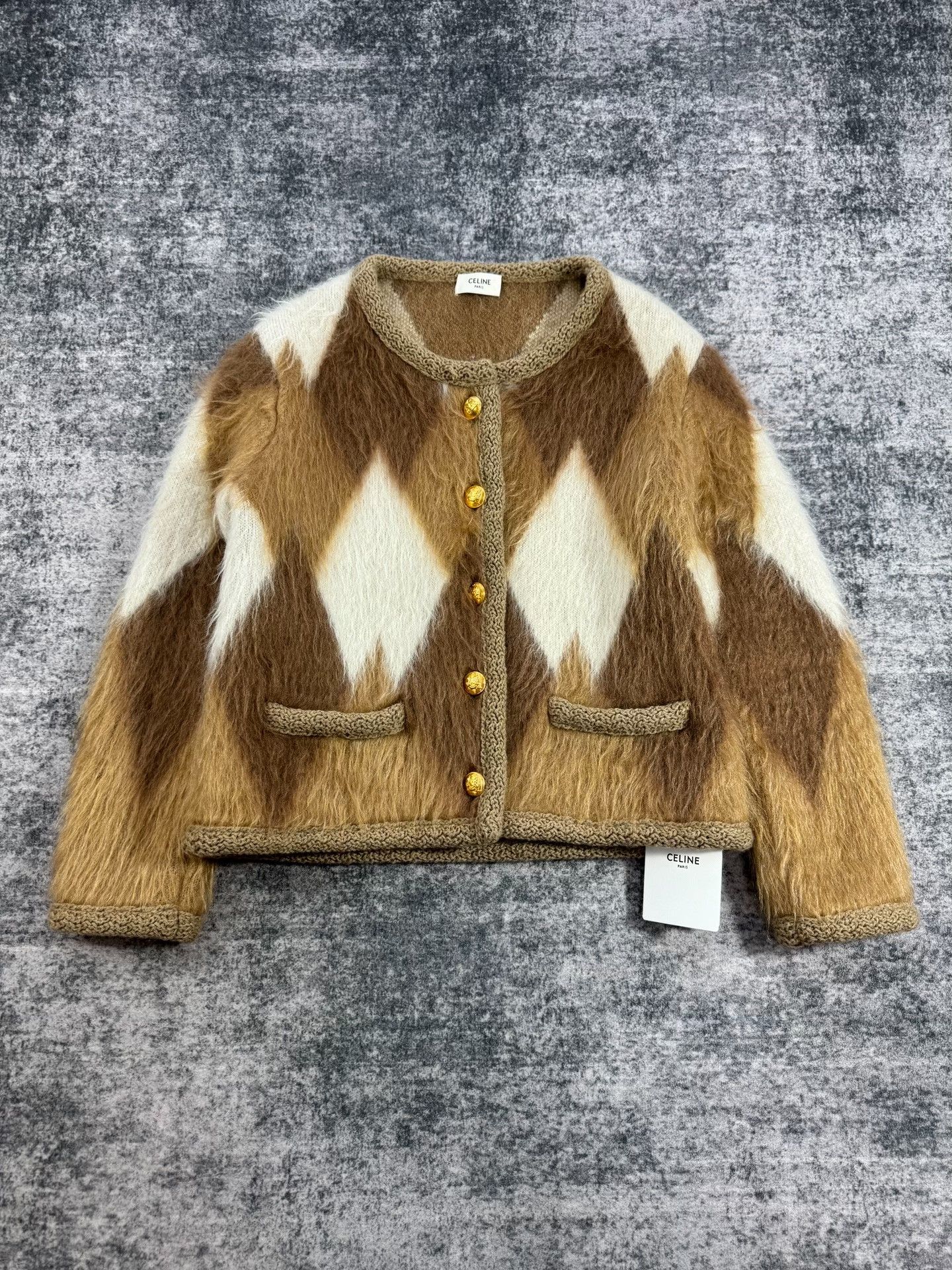 Celine Celine Mohair Diamond Pattern Gold Button Coat Size XS / US 0-2 / IT 36-38 - 1 Thumbnail