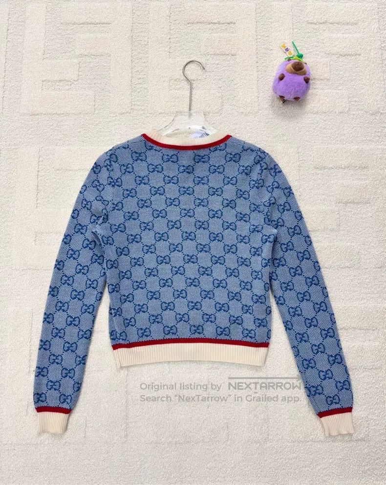 Gucci Gucci Blue colour-blocked GG old flower full logo knitted Size XS / US 0-2 / IT 36-38 - 2 Thumbnail