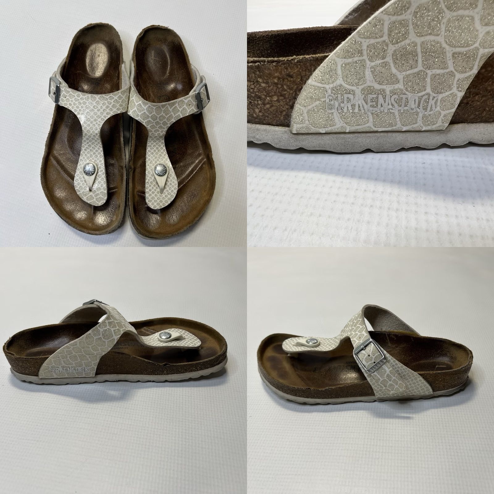 Birkenstock Birkenstock Gizeh Women Sandal White Snake Skin Animal Print Size 36 EU / 5US Slip On Slide Casual Comfort Adjustable Strap Buckle Flat Leather Size US 5 / IT 35 - 8 Thumbnail