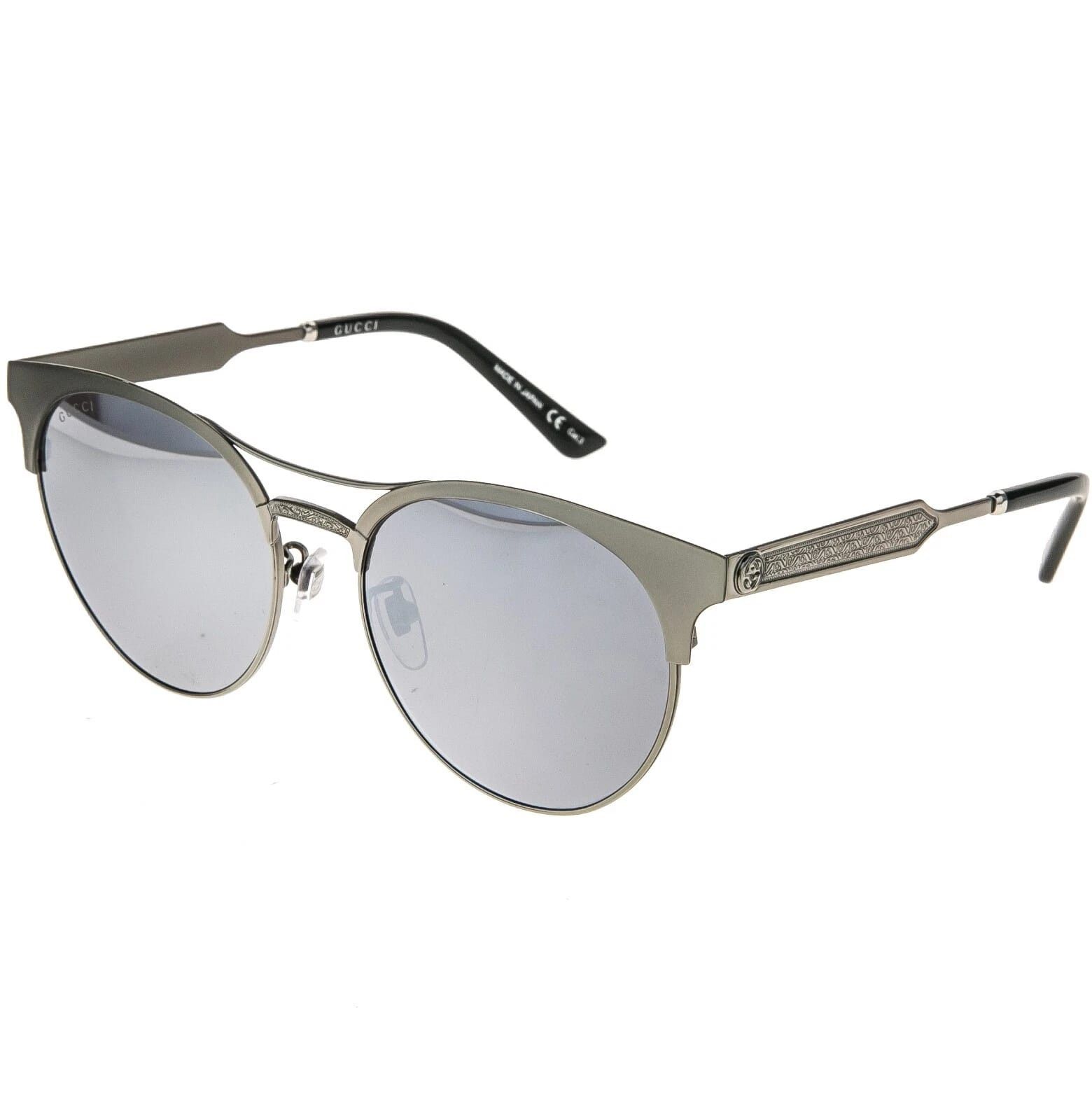 Gucci GUCCI 0075 GG0075S Ruthenium Silver Mirrored Sunglasses 005 Size ONE SIZE - 3 Thumbnail