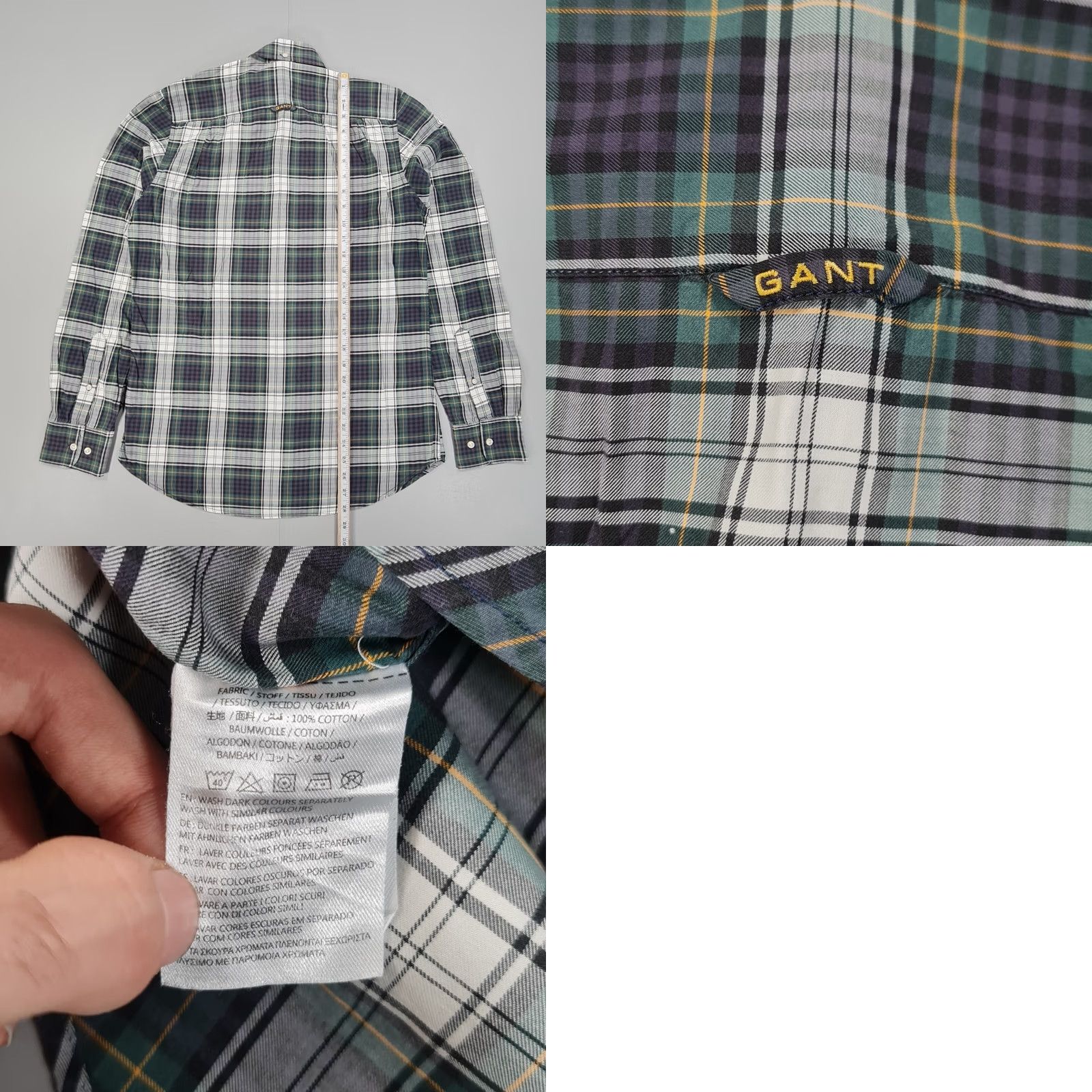 Gant GANT Mens Shirt Small Green Cotton Button Down Plaid Bleecker Twill Tartan Size US S / EU 44-46 / 1 - 8 Thumbnail