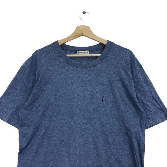 Yves Saint Laurent Vtg YSL Yves SAINT LAURENT Paris Blue Tee Shirt Pour Homme Size US M / EU 48-50 / 2 - 2 Thumbnail
