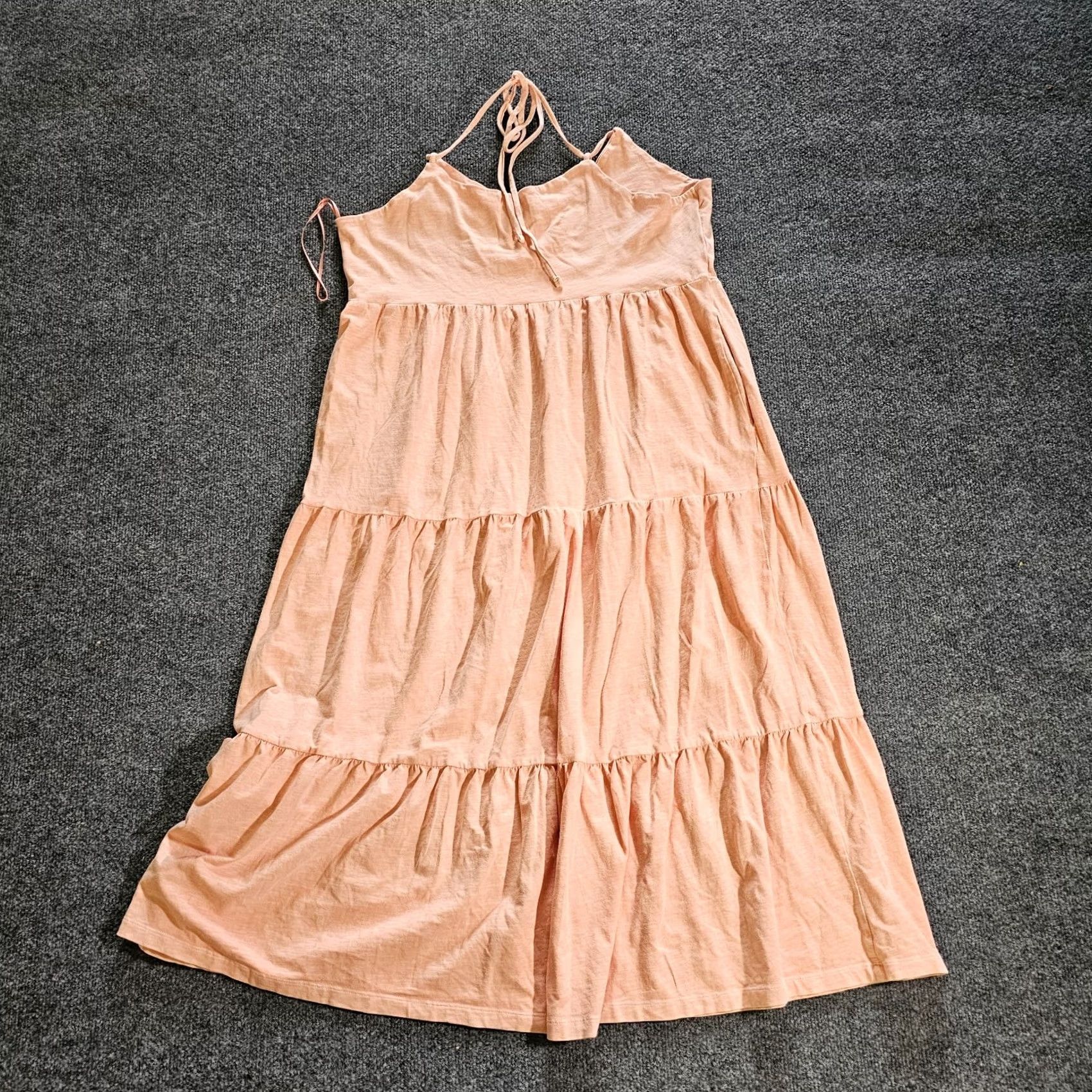 Old Navy Old Navy Dress Womens Large Pink Strappy V Neck Tiered Midi Casual Boho Knit Cotton Dress Size L / US 10 / IT 46 - 7 Thumbnail