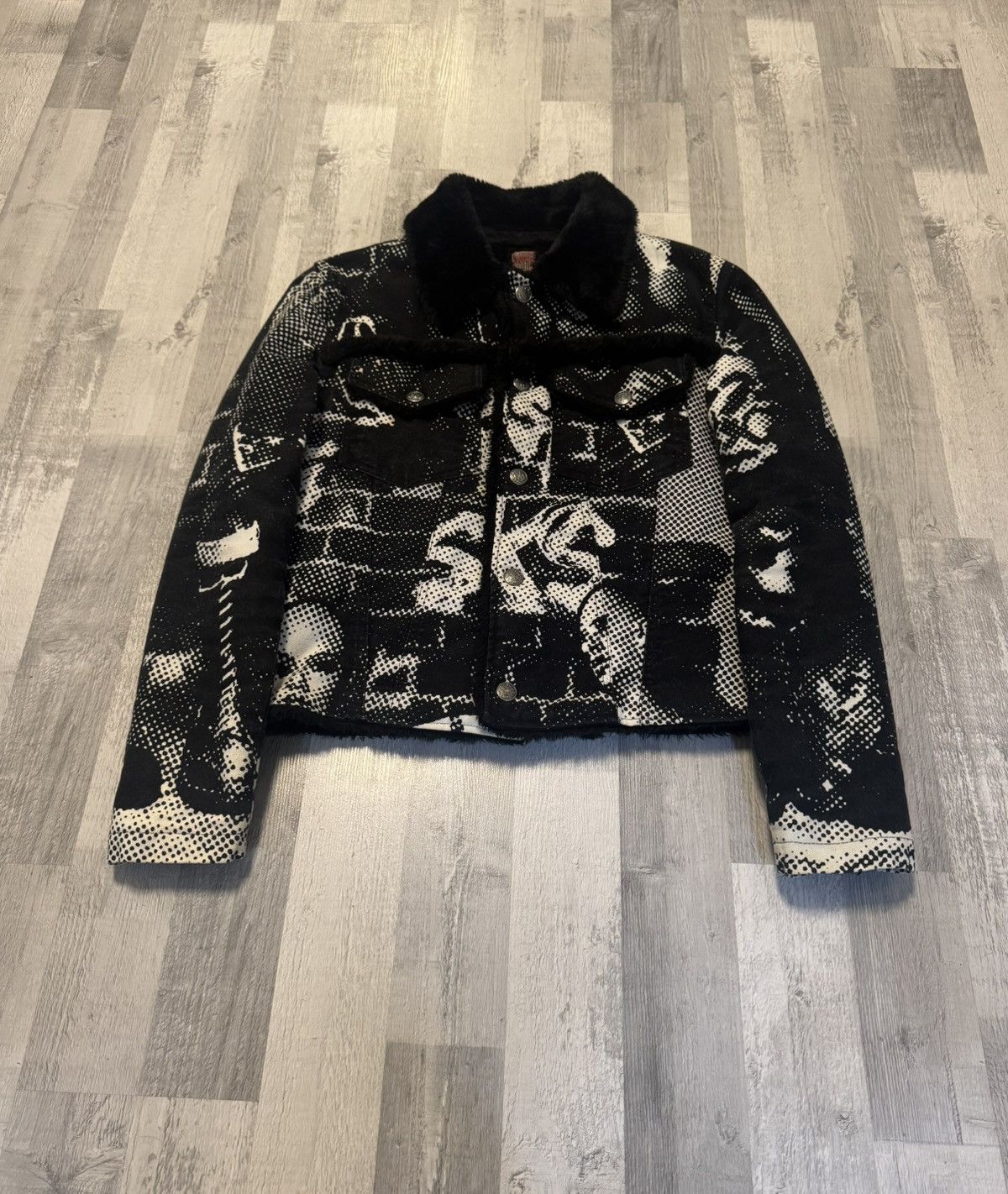 Jean Paul Gaultier Gaultier Jeans AW1997 „Fight Racism“ Denim Fur bomber Size US L / EU 52-54 / 3 - 2 Thumbnail