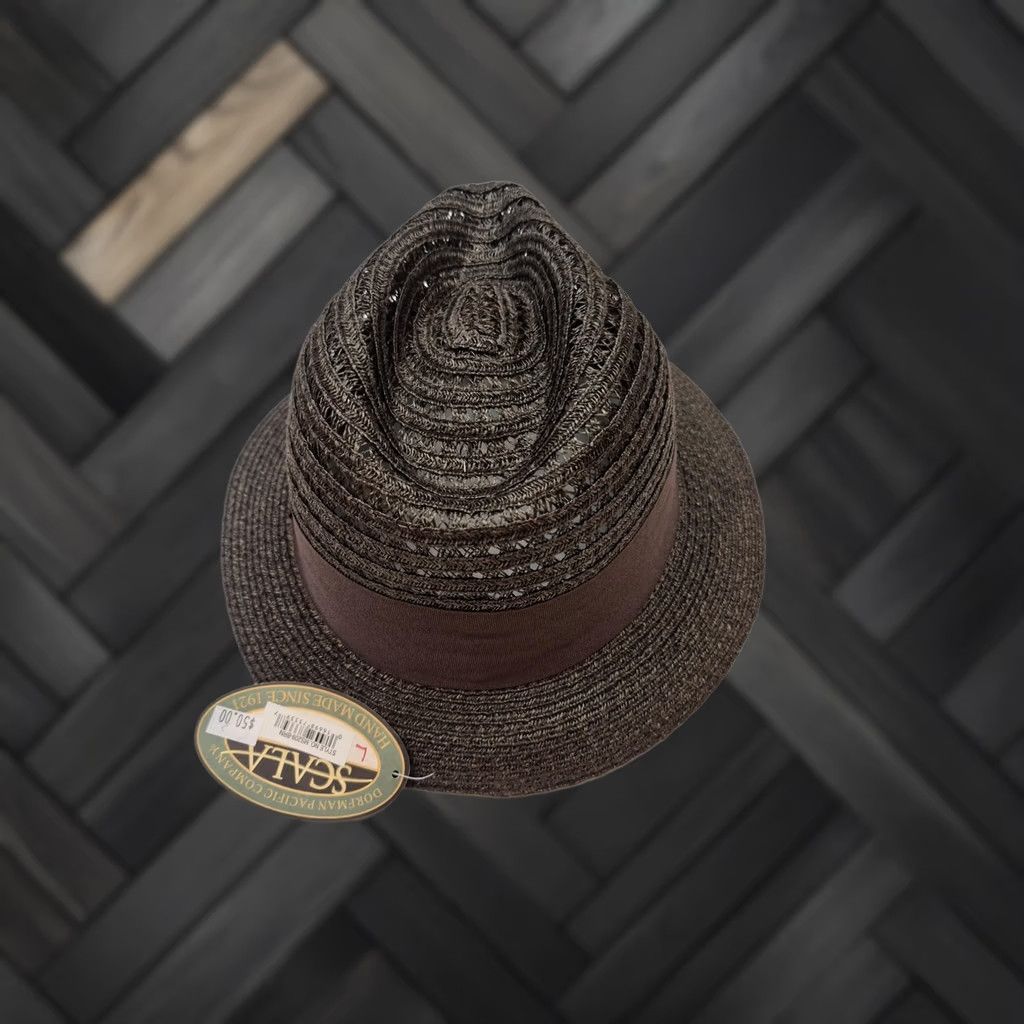 Vintage VINTAGE Scala Fedora Hat Trilby Fitted Mens L Brown Straw Breathable Lightweight Summer Size ONE SIZE - 1 Thumbnail