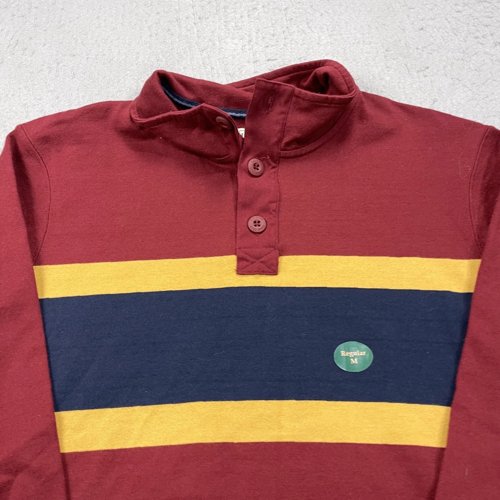 Vintage LL Bean Polo Shirt Mens Medium Red Striped Mockneck Rugby Long Sleeve Cotton Size US M / EU 48-50 / 2 - 2 Thumbnail