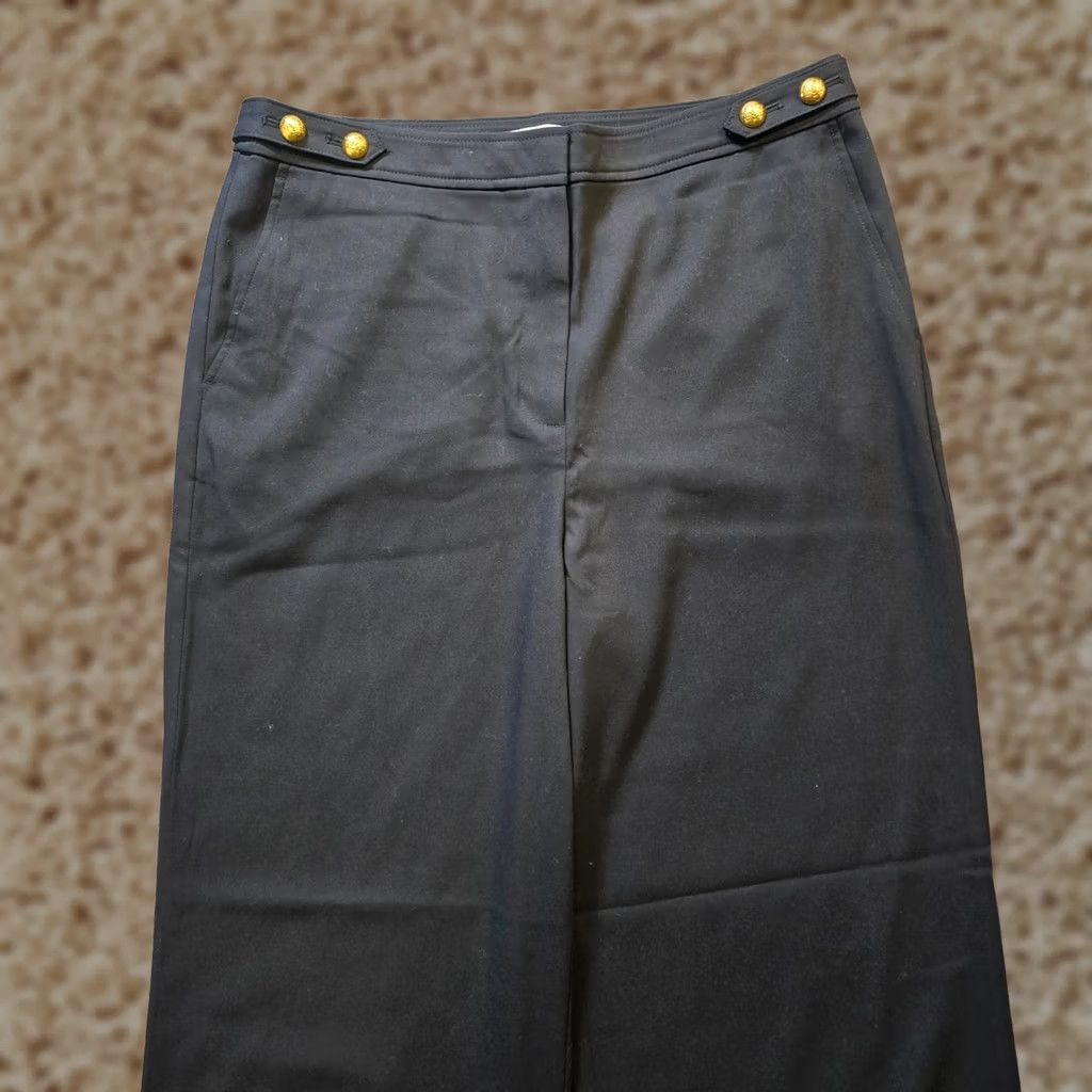 Loft LOFT Pants Womens Size 12 Black Wide-Leg Gold Buttons Nautical Capsule Career Dress Pants Regular Women Size 34" / US 12 / IT 48 - 1 Thumbnail