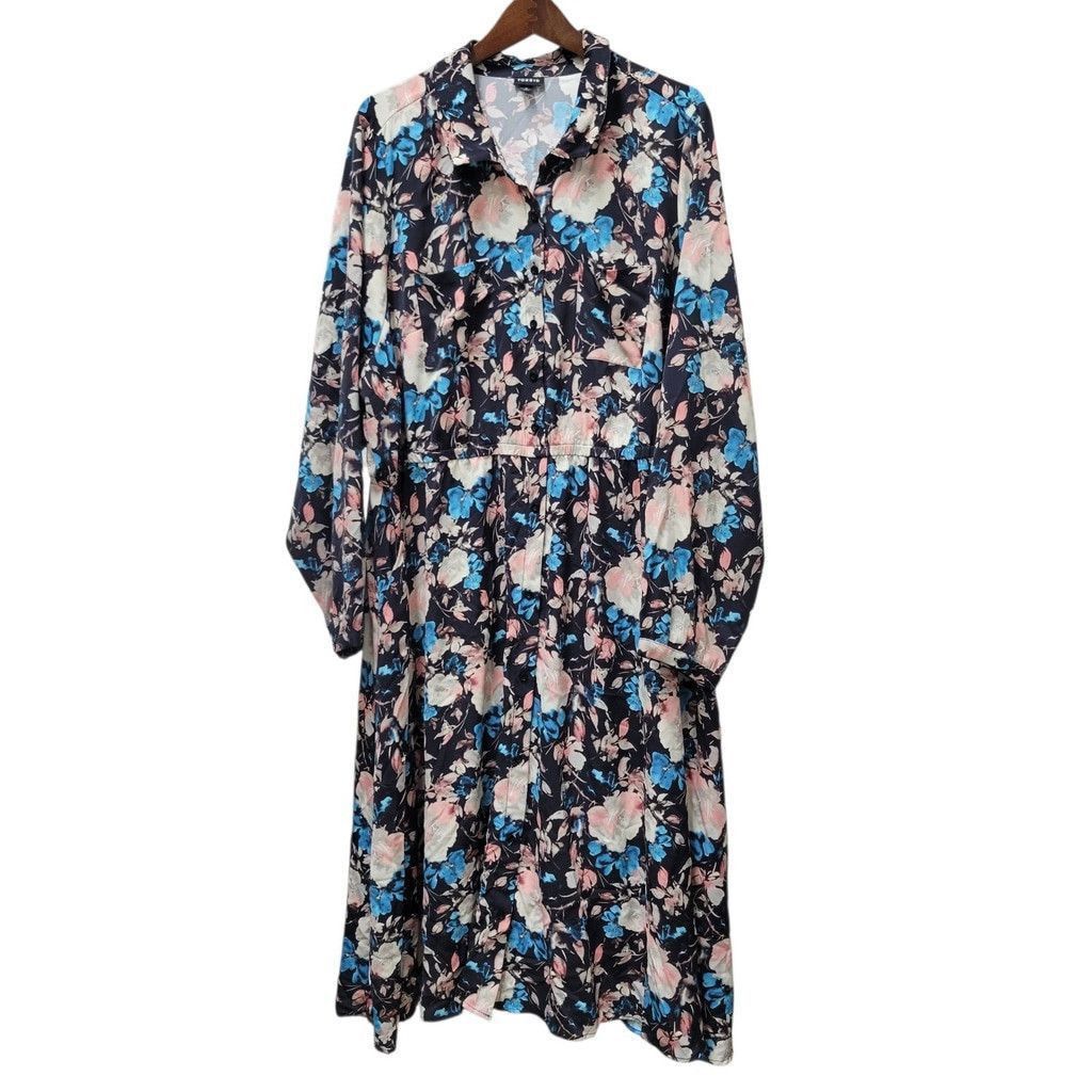Torrid Torrid Women's Midi Floral Flare Long-Sleeves Dress Size 4 Size S / US 4 / IT 40 - 3 Thumbnail