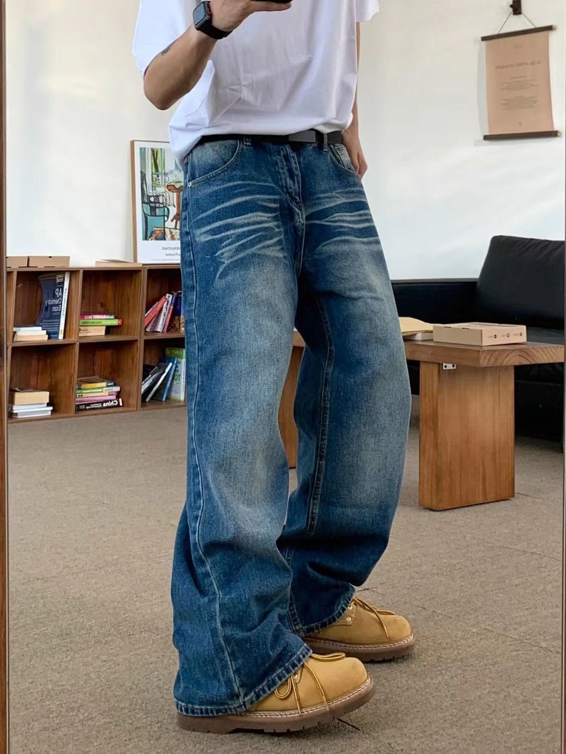 Japanese Brand × Jean Blue washed retro straight versatile baggy jeans Size US 32 / EU 48 - 2 Thumbnail