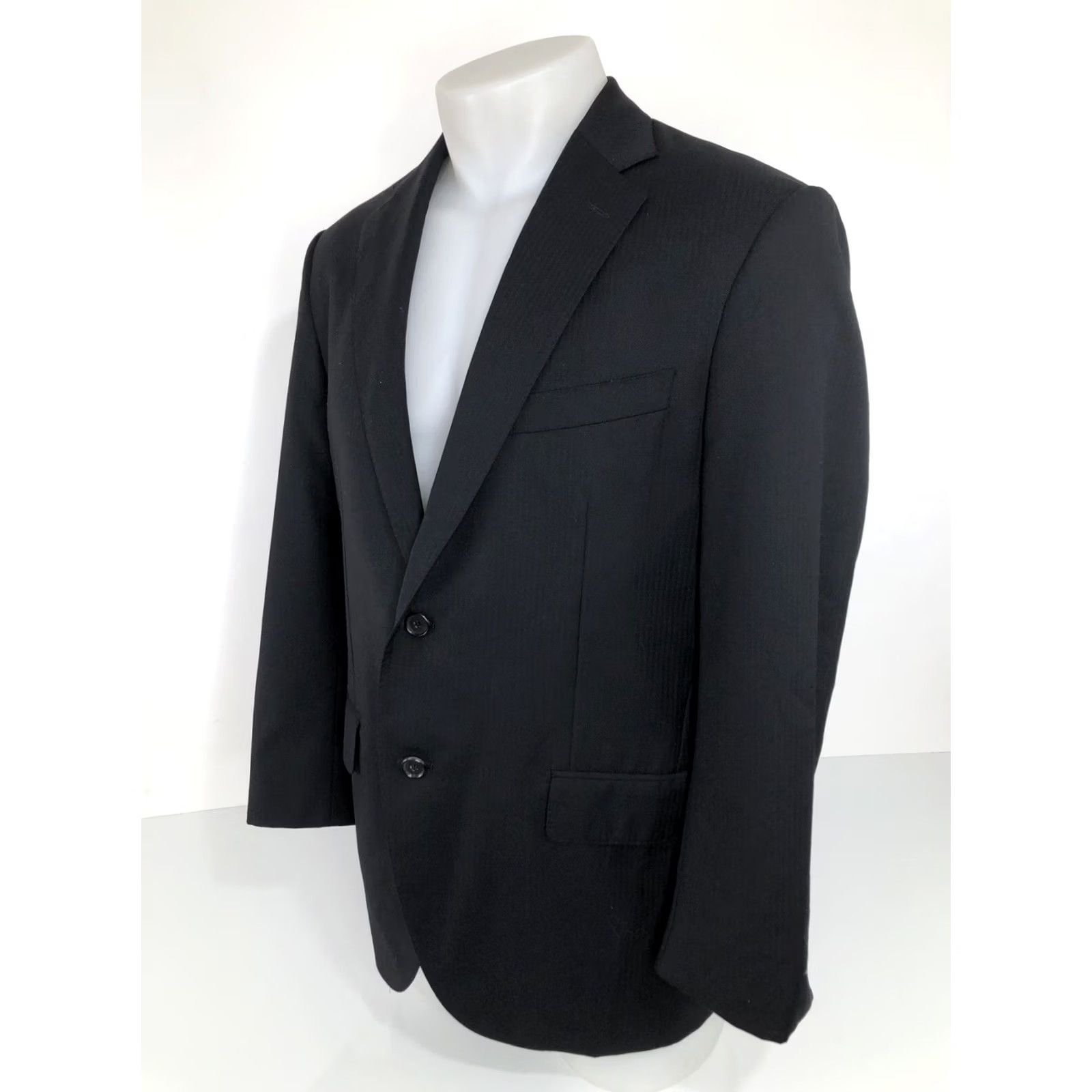Caruso CARUSO Blazer Mens 40S Wool Striped Black 120s 120s Wool Blazer Jacket Mens Vintage? Size 40R - 3 Thumbnail