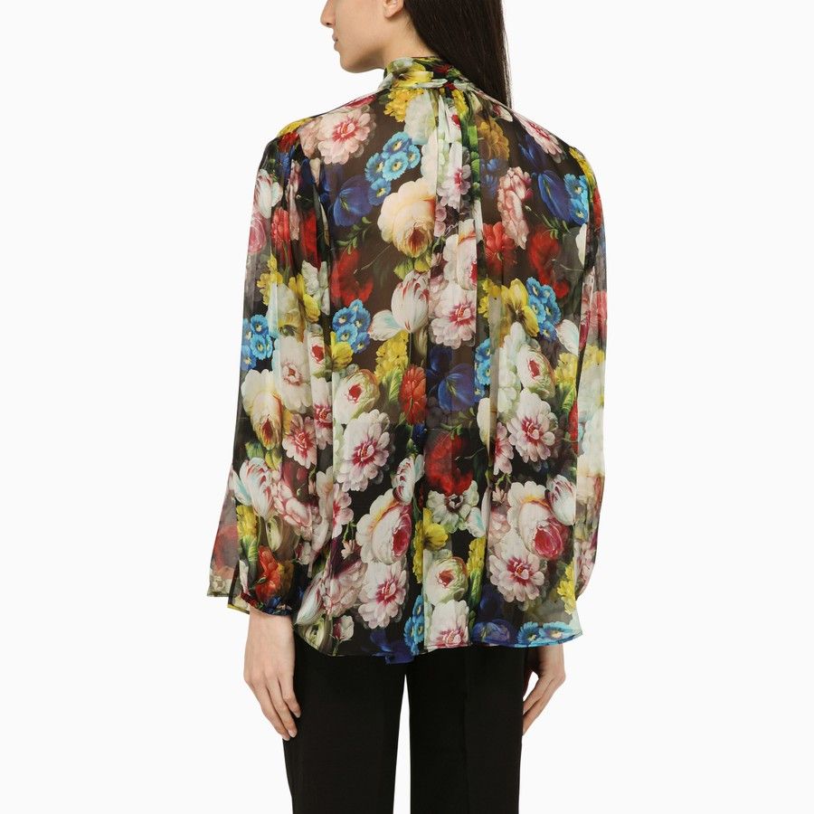 Dolce & Gabbana o1d2blof0824 Flower Print Shirt in Multicolor Size M / US 6-8 / IT 42-44 - 3 Thumbnail