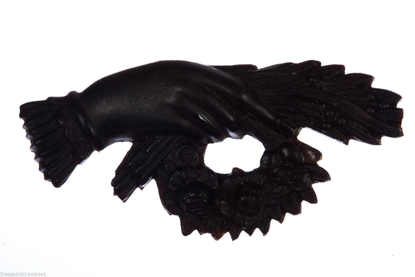 Designer Victorian Gutta Hand Flower Basket Me Not Mourning Brooch Size ONE SIZE - 1 Thumbnail