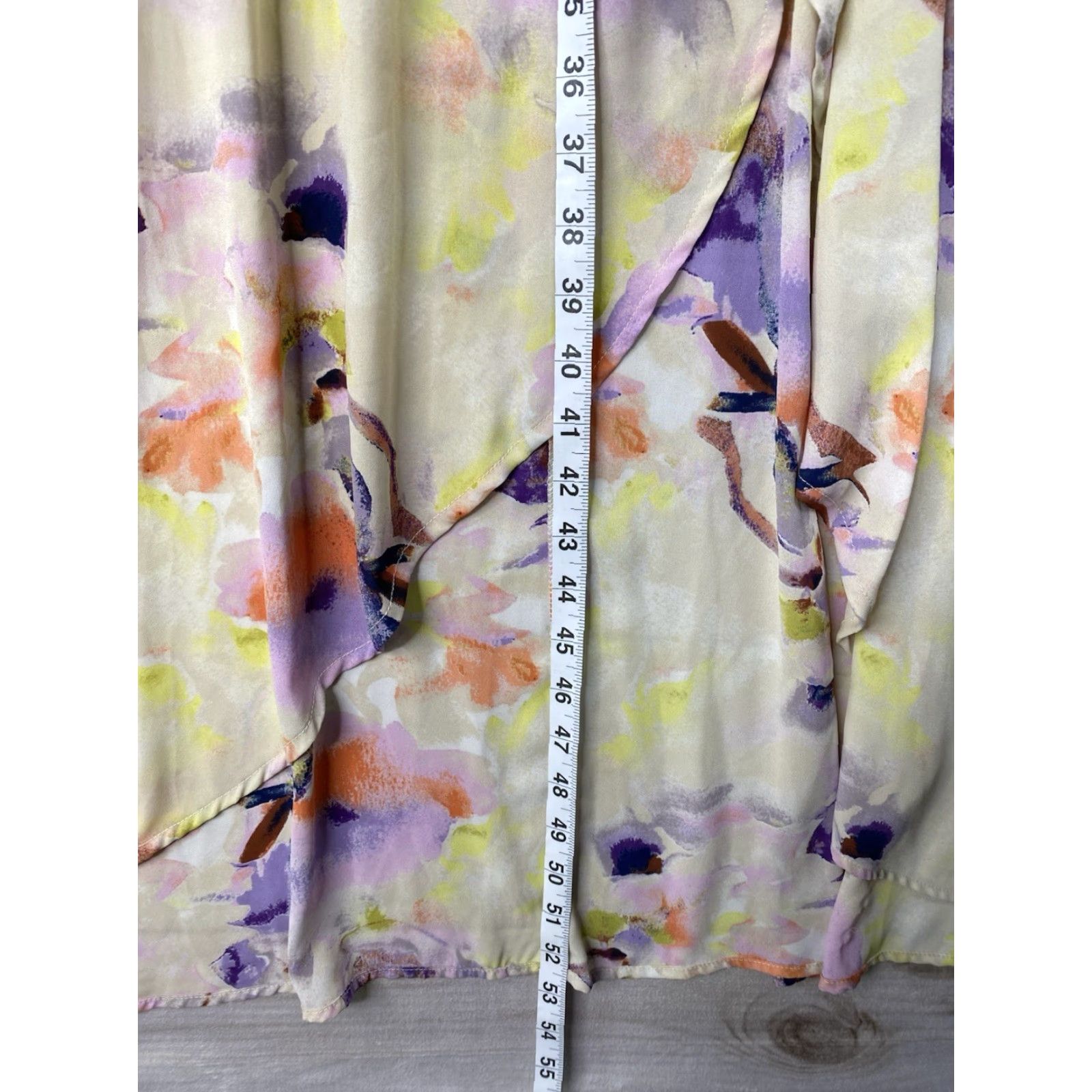 Hudson June & Hudson Maxi Dress Womens M Wrap Abstract Floral Boho Peasant Tie Front Yellow Size M / US 6-8 / IT 42-44 - 7 Thumbnail