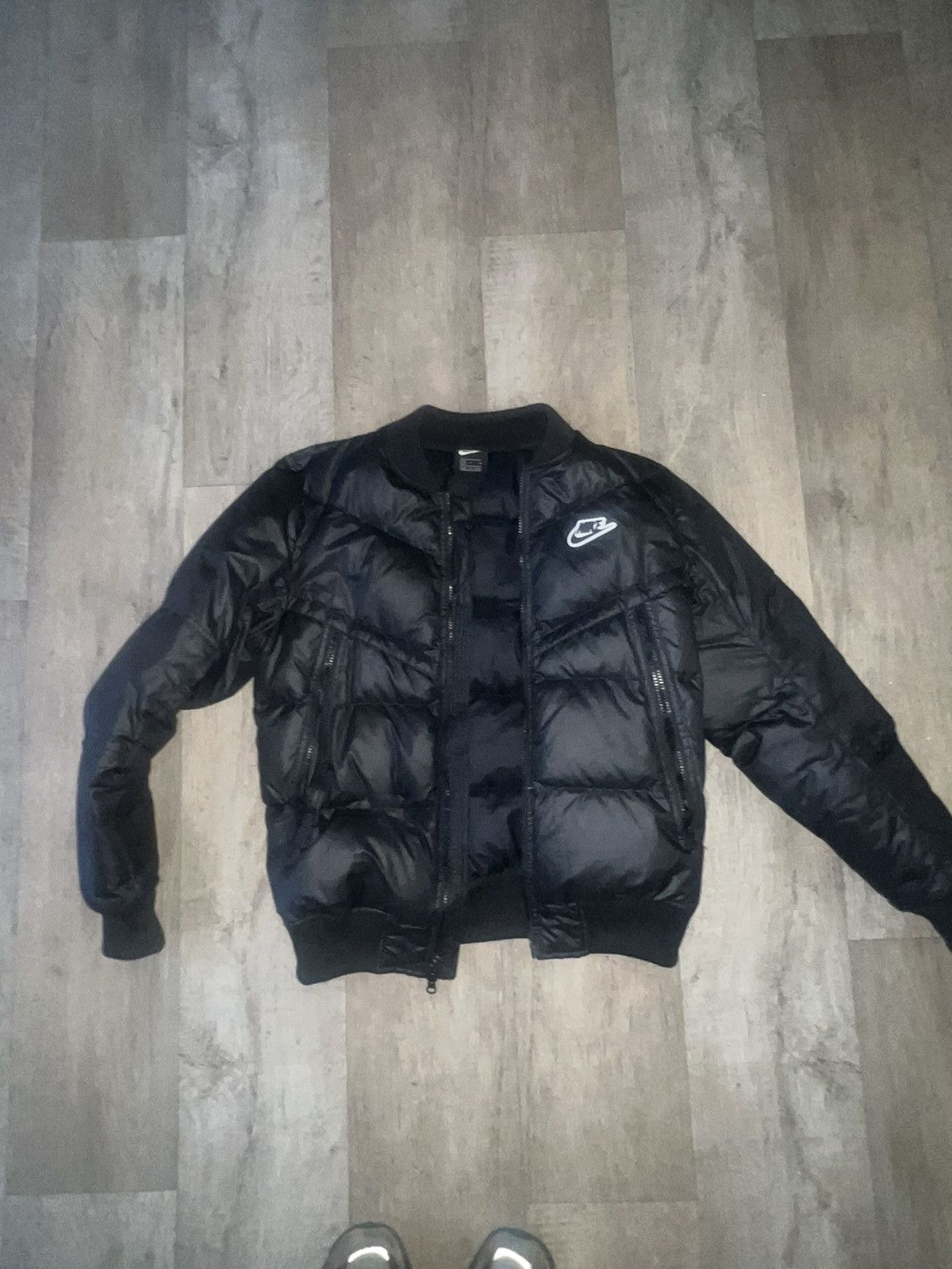 Image of Nike Puffer Bomber Jacket in Black, Men's (Size Small)