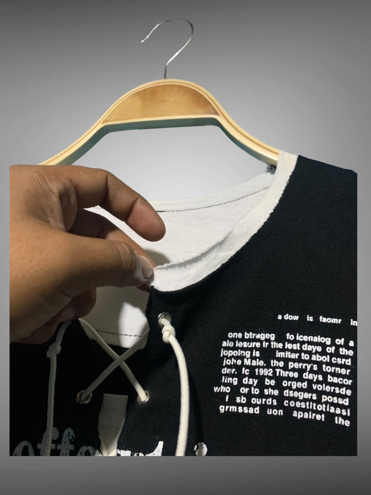 If Six Was Nine × Japanese Brand × Le Grande Bleu (L.G.B.) Japan gothic Poem laces up double layer punk T shirt Size US M / EU 48-50 / 2 - 6 Thumbnail