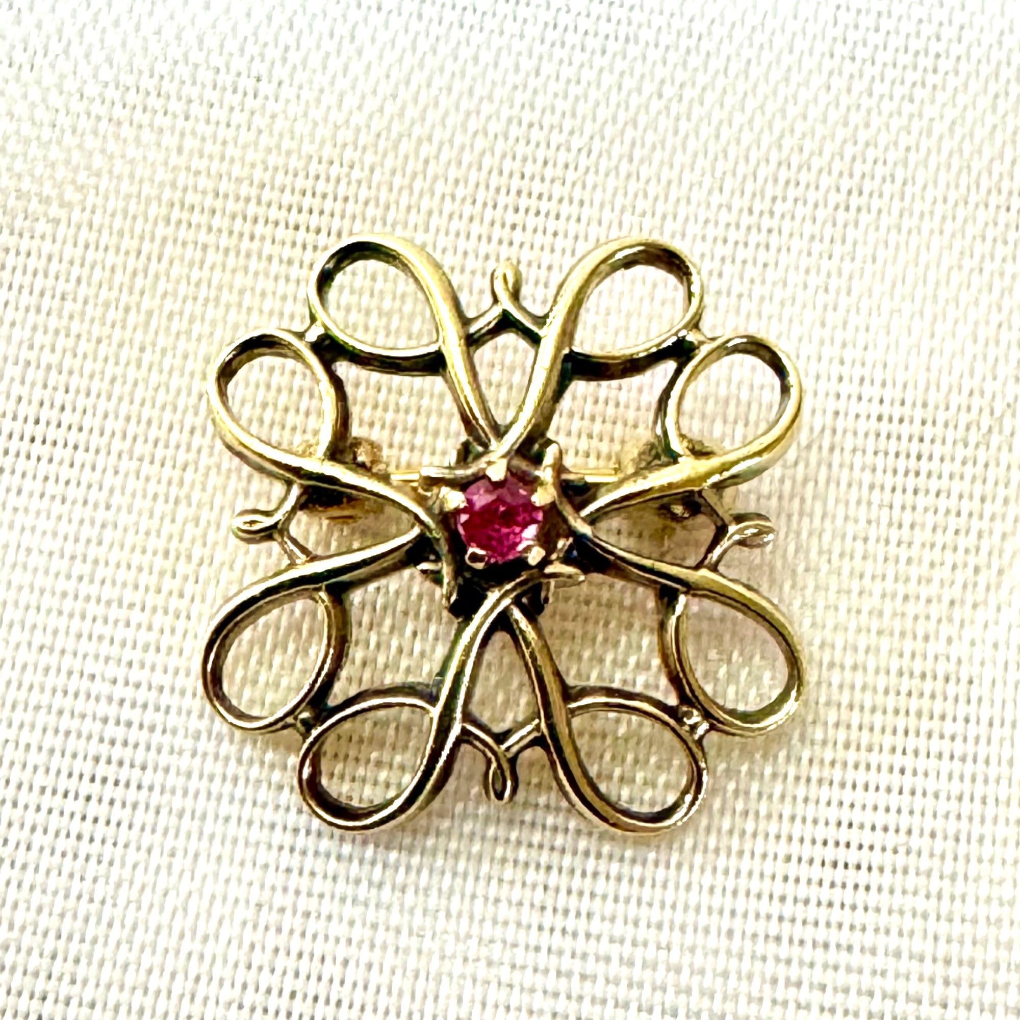 Vintage Gold Over Sterling Silver 925 Geometric Spinel Prong Set Sta Size ONE SIZE - 2 Thumbnail