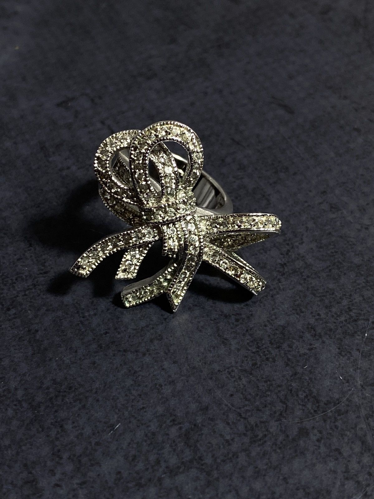 Jewelry Vintage Rhinestone Bow Statement Ring Adjustable Size ONE SIZE - 3 Thumbnail