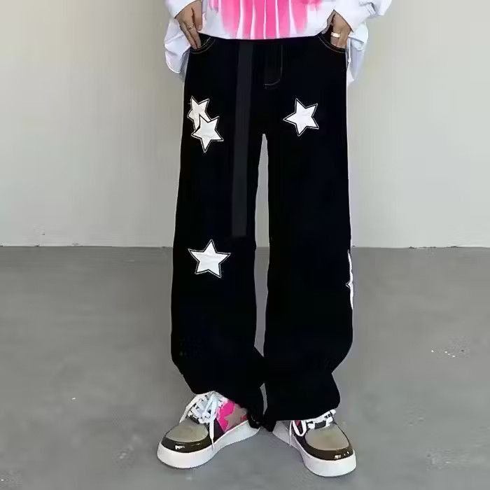 image of Vintage Punk Pants With A Star in Black, Men's (Size 32)