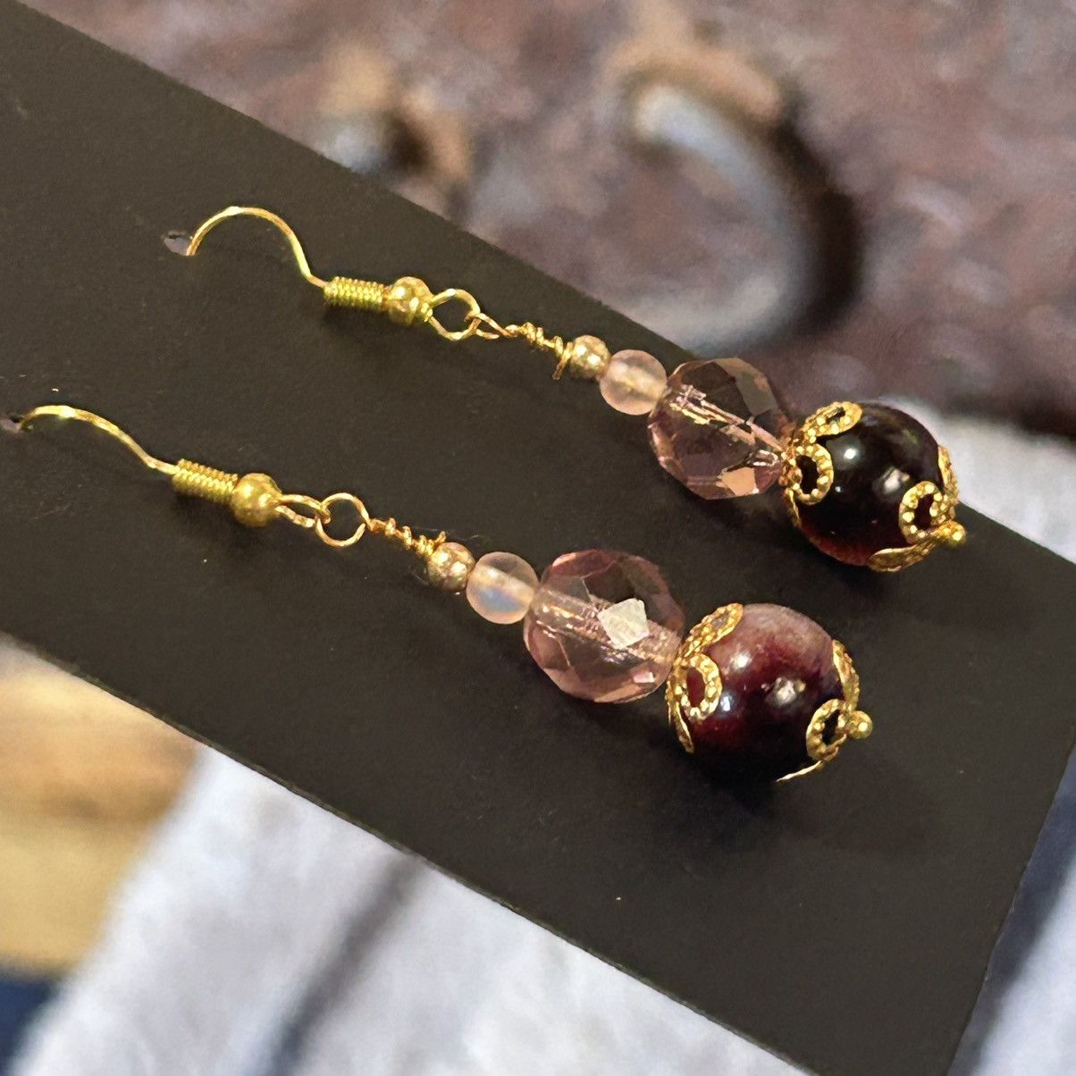 Handmade Handcrafted elegant art glass crystal drop earrings Size ONE SIZE - 3 Thumbnail