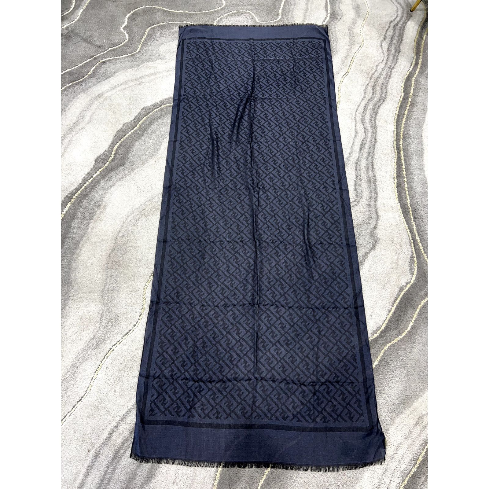 Fendi Fendi Monogram Logo Silk Fringe Hem Wrap Shawl Stole Scarf Size ONE SIZE - 2 Thumbnail
