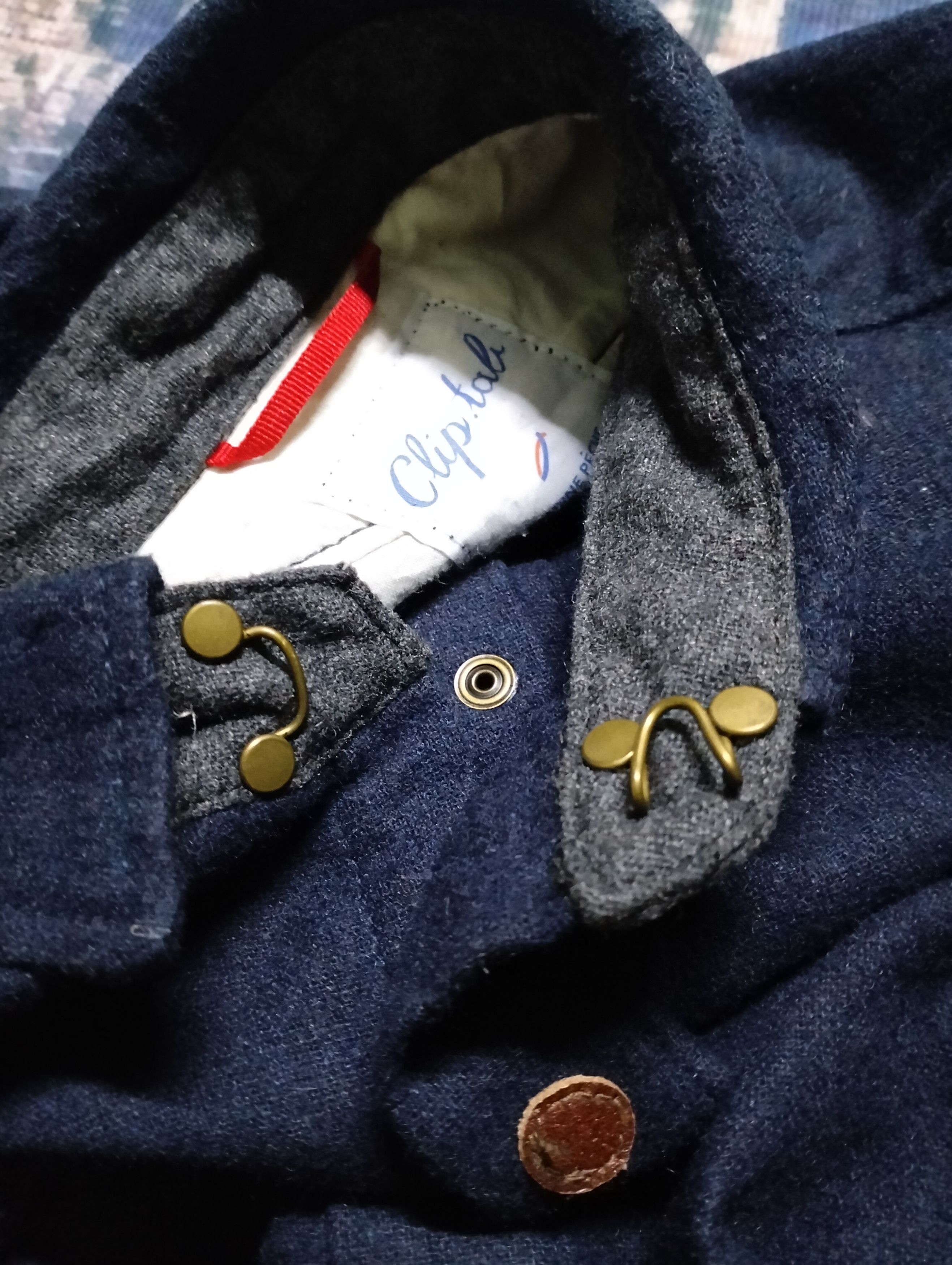 Japanese Brand Clip.Tab Marine Peche Wool Shirt Button Down Leather Part Size US S / EU 44-46 / 1 - 10 Thumbnail