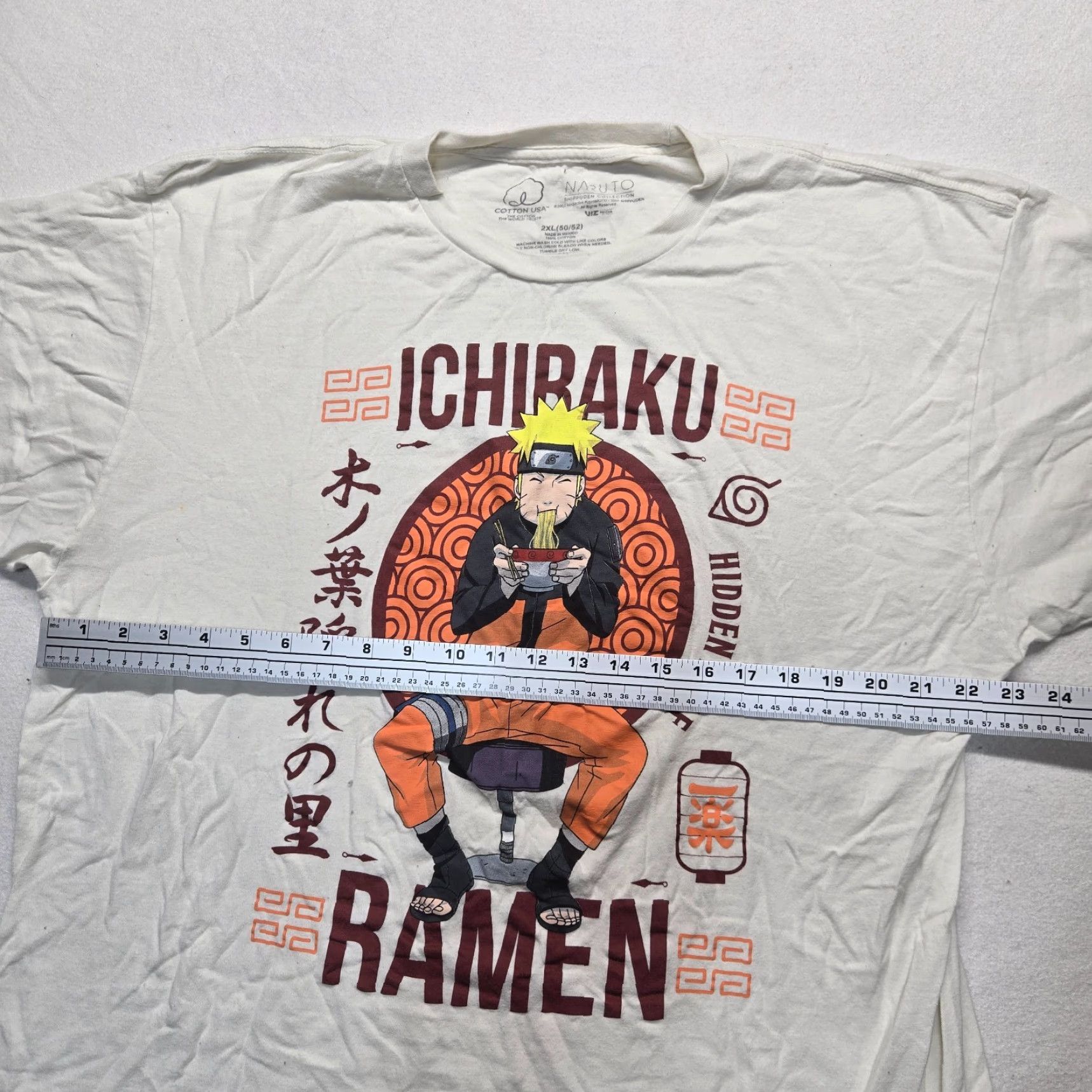 Vintage Naruto Shirt White Adult 2XL Men's T-Shirt Naruto Shippuden Ichiraku Ramen Shop Anime White Tee Graphic Print Crew Neck Short Sleeve Cotton 2000s? Size US XXL / EU 58 / 5 - 4 Thumbnail