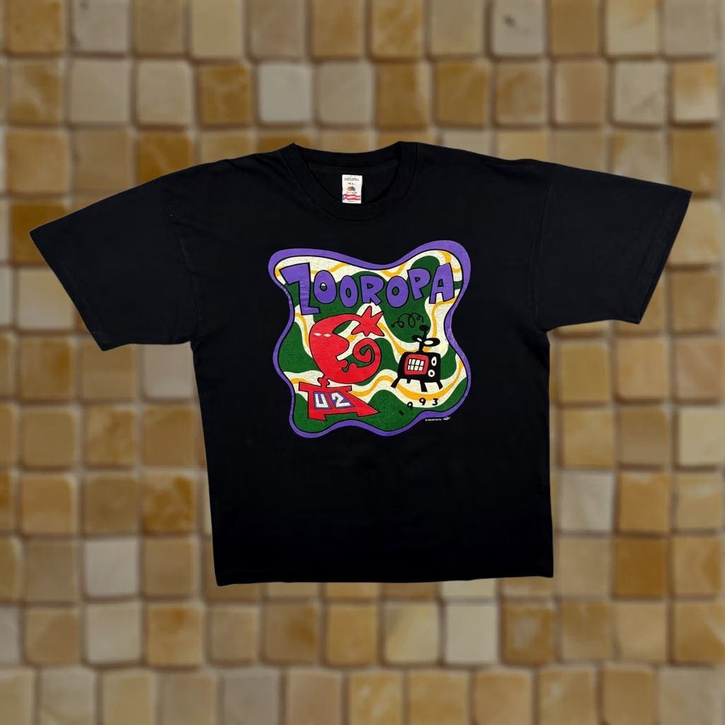 Fruit Of The Loom VINTAGE U2 Zooropa Pop Rock Music Band Black Single Stitch Cotton T-Shirt XL Mens Shirt Graphic Print Ireland 1990s Size US XL / EU 56 / 4 - 1 Thumbnail