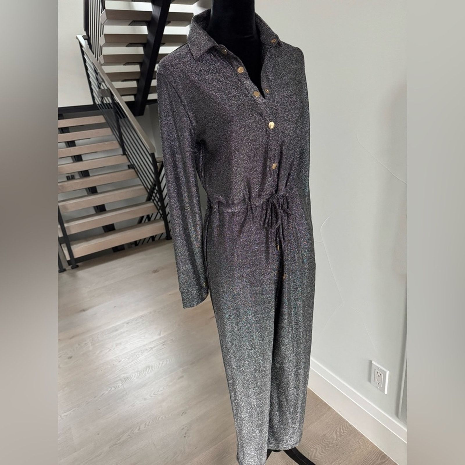 New Elegant Lurex Silver Shimmery Jumpsuit size S