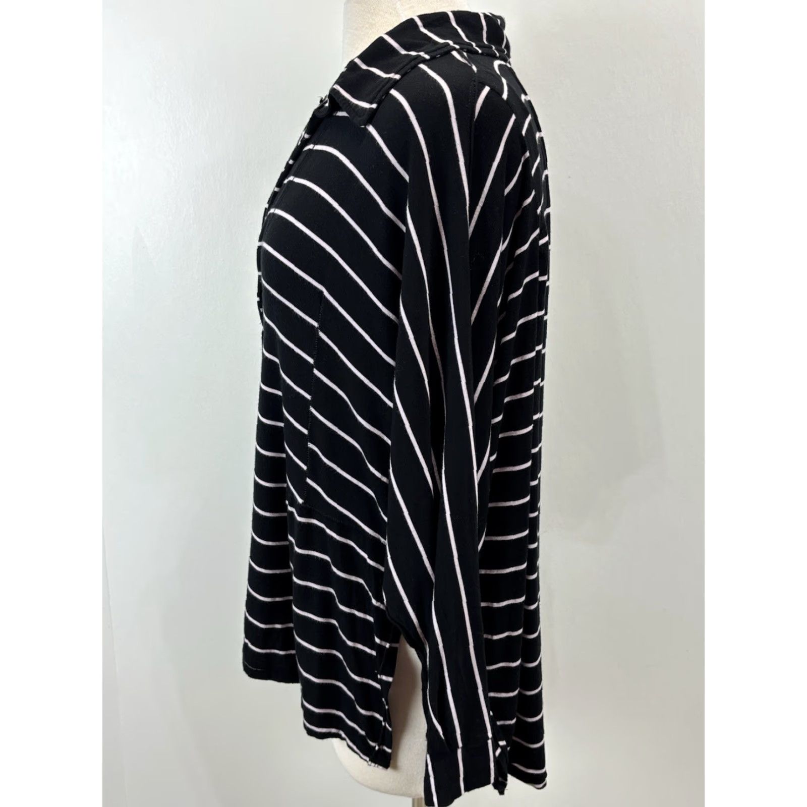 Free People Free People Shirt Women M Black Striped Tunic Oversized Casual Womens Size M / US 6-8 / IT 42-44 - 2 Thumbnail