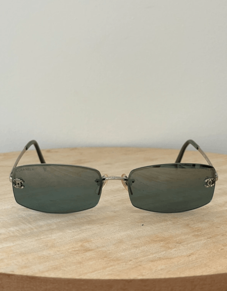 Chanel Chanel Sunglasses 4093-B CC Rhinestone Rimless 4017 Vintage Size ONE SIZE - 2 Thumbnail
