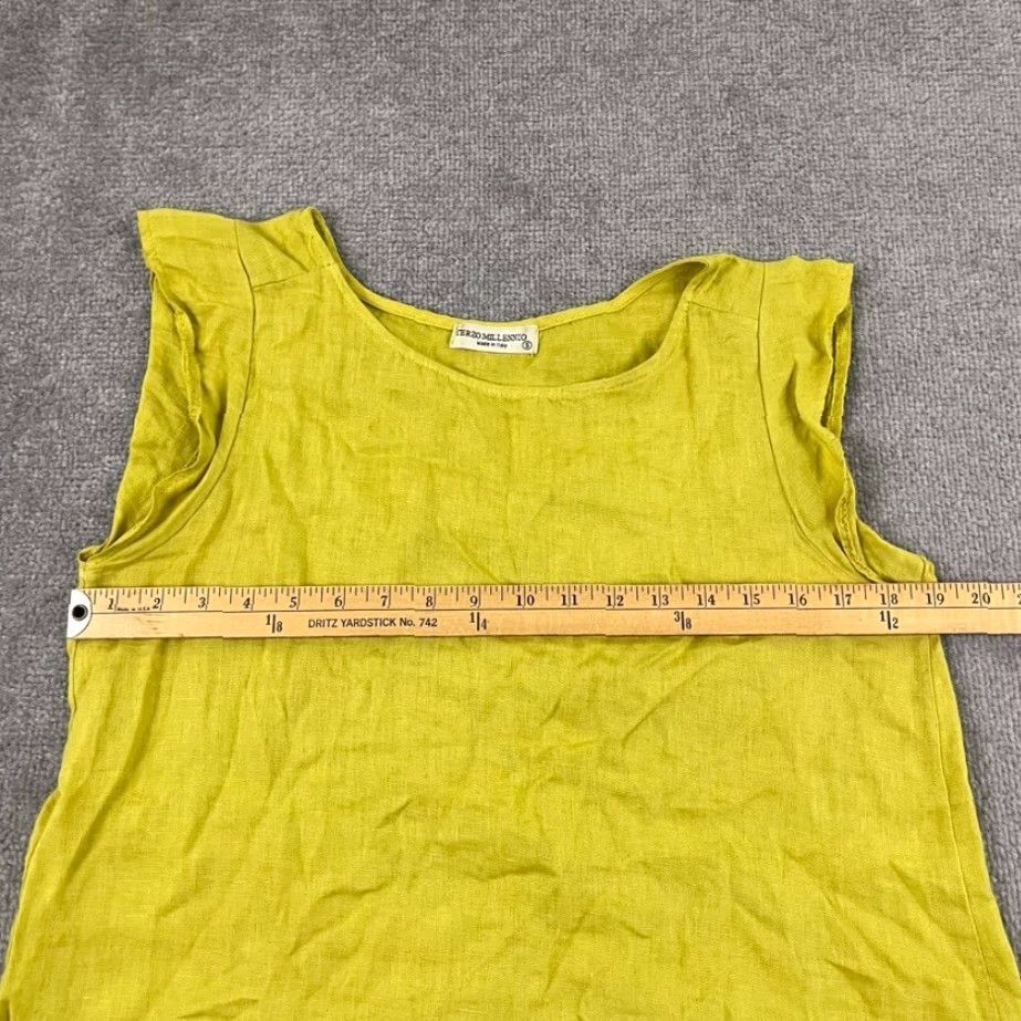 Vintage Terzo Millennio Blouse Shirt Womens Small Yellow Crochet Linen Sleeveless Italy Size S / US 4 / IT 40 - 5 Thumbnail
