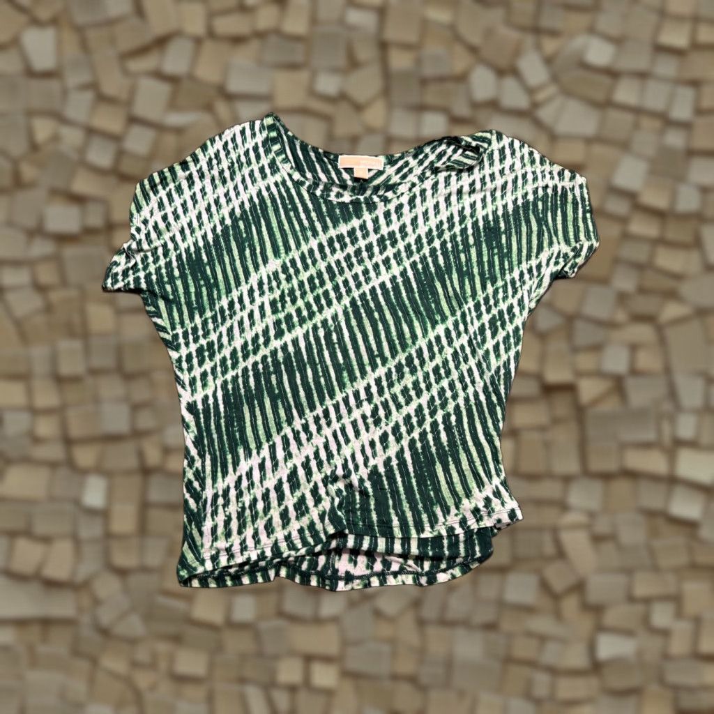 Michael Kors Michael Kors Shirt Women’s Size Medium Green White Printed Short Sleeve Shirt Size M / US 6-8 / IT 42-44 - 1 Thumbnail