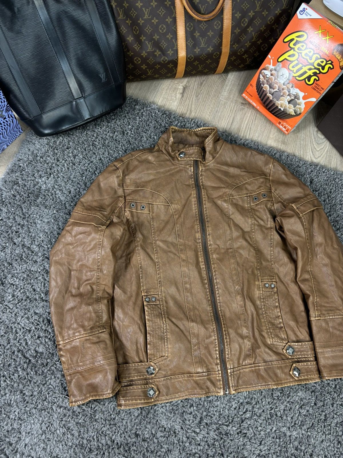 Vintage Vintage Y2K Leather Jacket 2000s Avant Garde Size US L / EU 52-54 / 3 - 2 Thumbnail