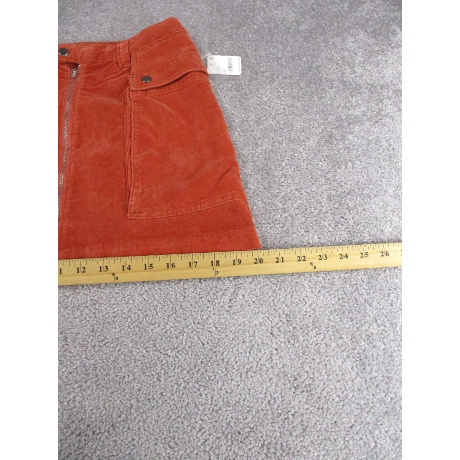 Free People VINTAGE Free People Mini Skirt Womens 8 Red Orange Corduroy A Line Zip Front NEW Size 30" / US 8 / IT 44 - 3 Thumbnail