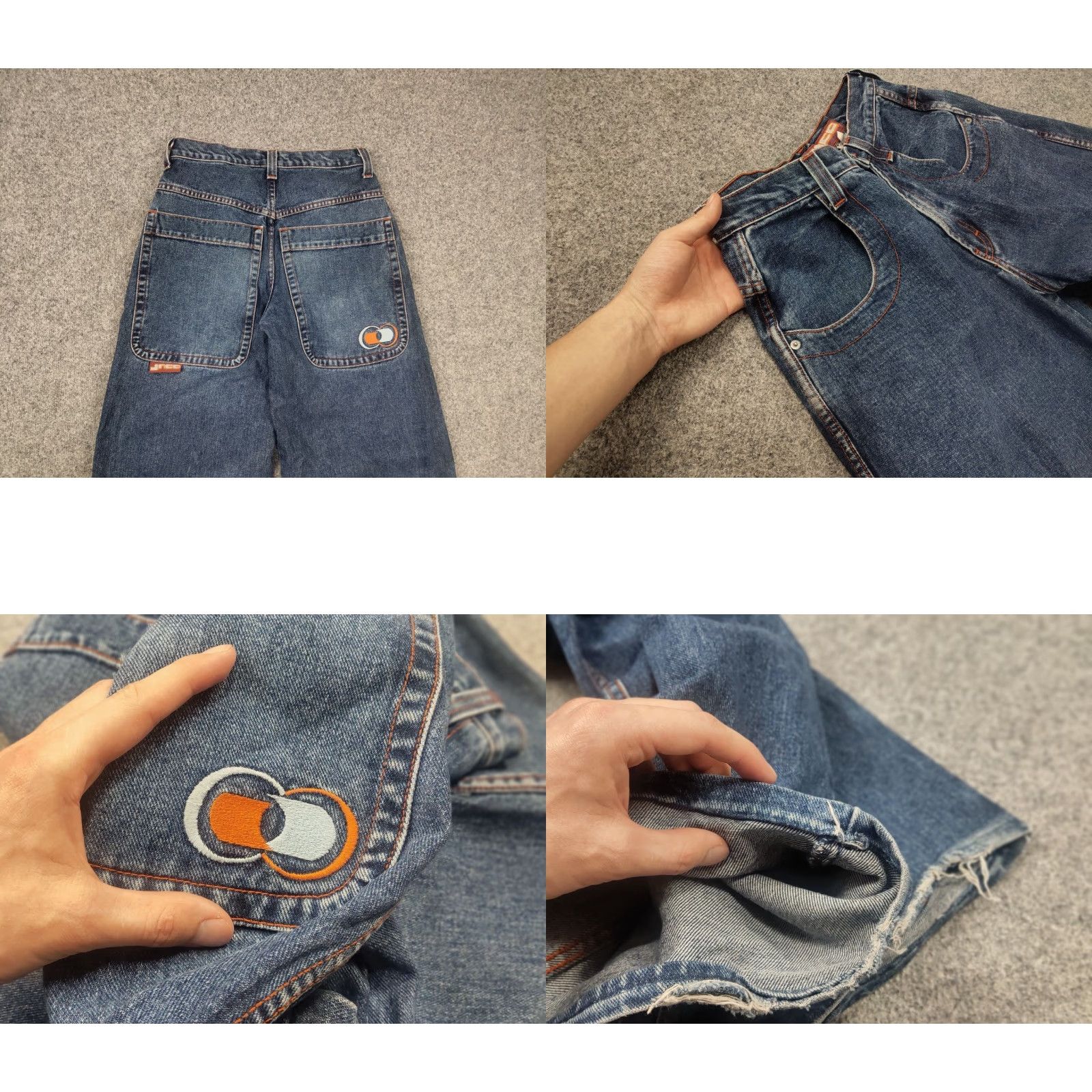 JNCO VINTAGE Rare 90s JNCO Girlie‎ 1067 Double Barrel Denim Wide Leg Baggy Jeans USA Made Jeans 29 Blue 5-Pocket Relaxed Mens Womens Size US 29 - 9 Thumbnail