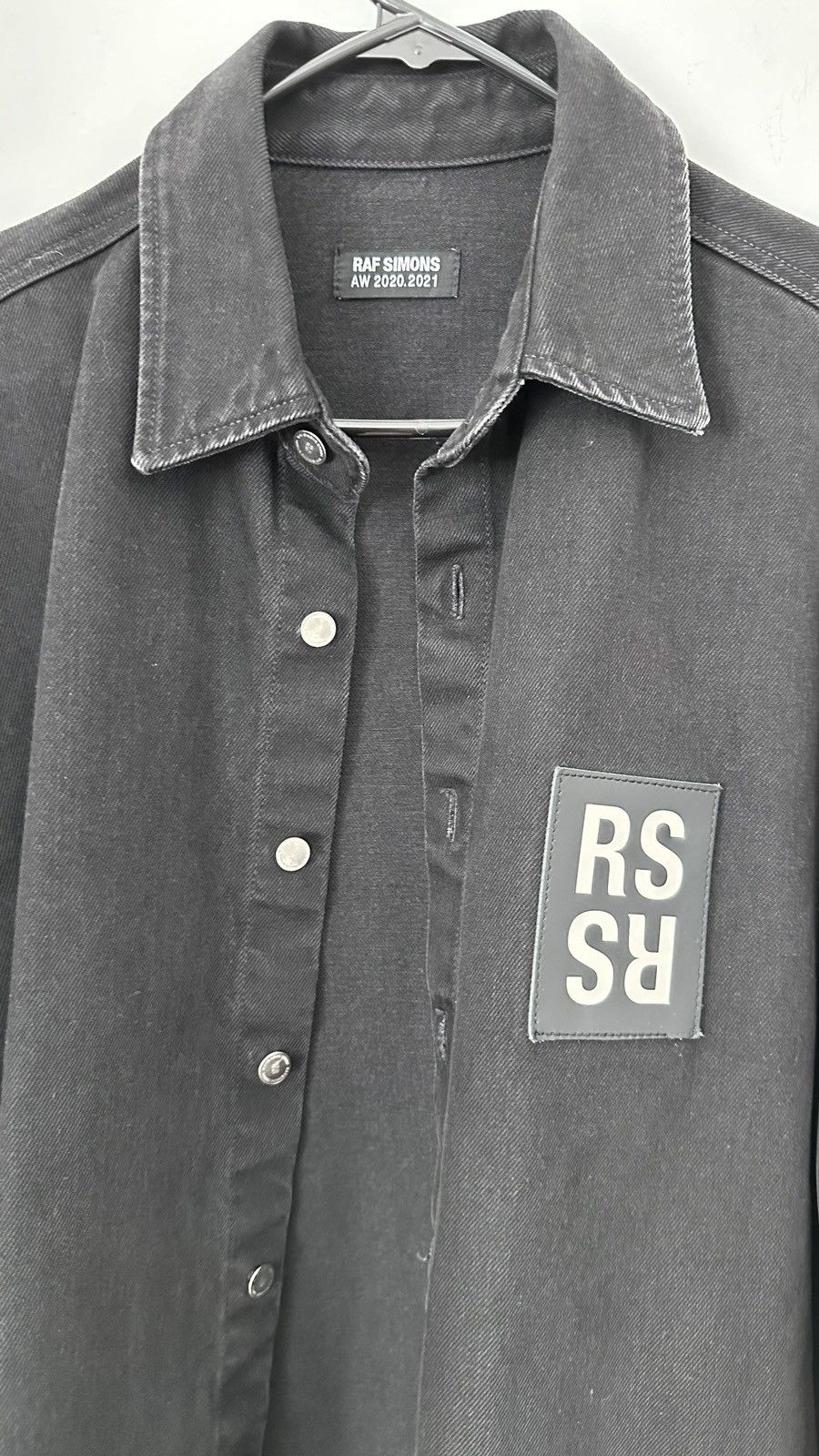 image of Raf Simons Slim Fit Denim Logo Shirt - Aw 20/21 in Black, Men's (Size Small)