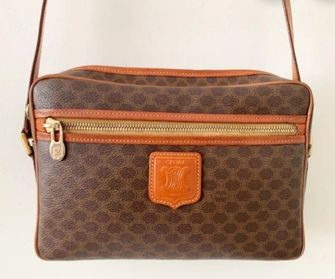 Celine Authentic Vintage Celine Brown Leather Macadam Crossbody Size ONE SIZE - 1 Thumbnail