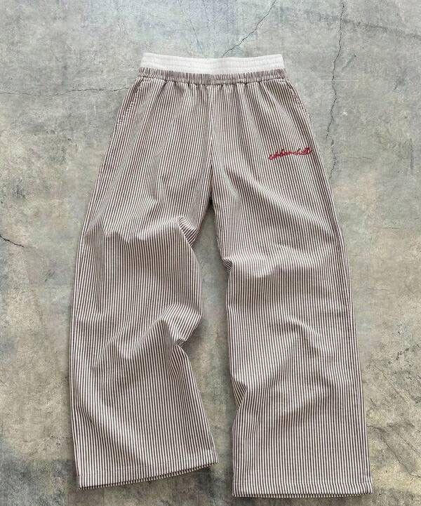 Japanese Brand Khaki & White Striped Casual Pants Men & Women Size US 34 / EU 50 - 1 Thumbnail