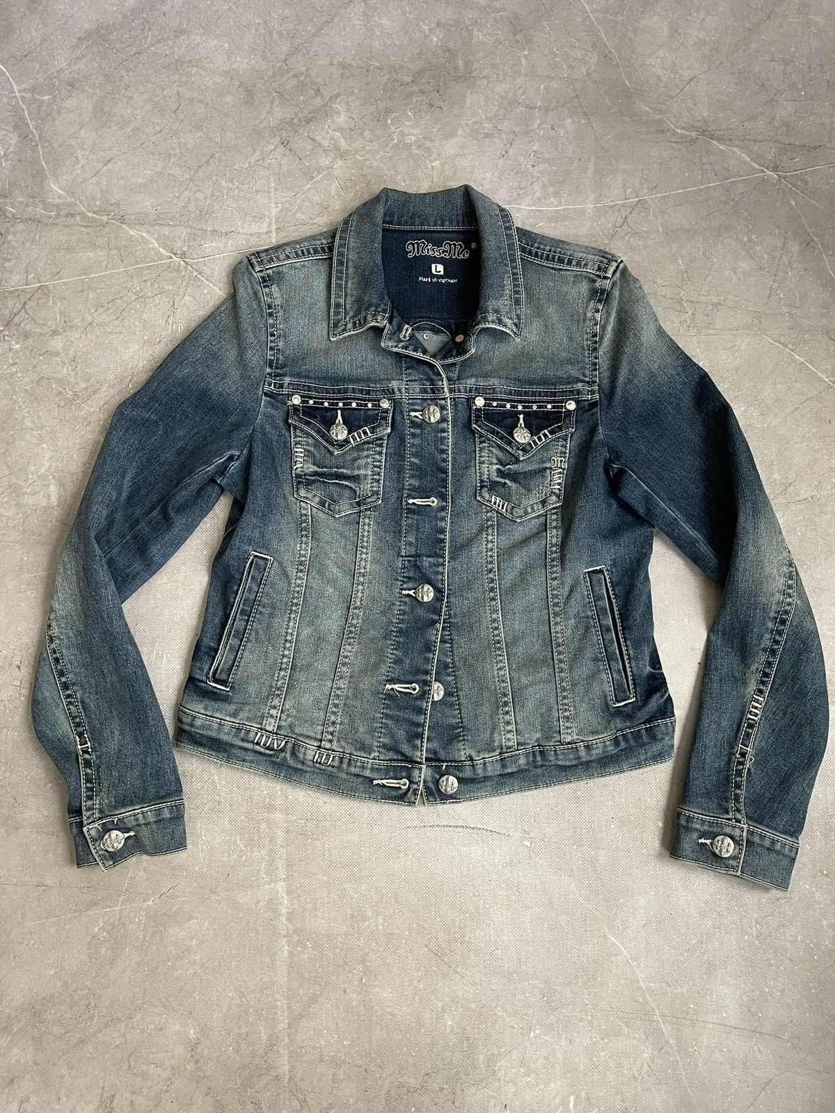 14th Addiction Affliction style Denim Jacket Blue Classic Fit Y2K gothic Size US M / EU 48-50 / 2 - 2 Thumbnail